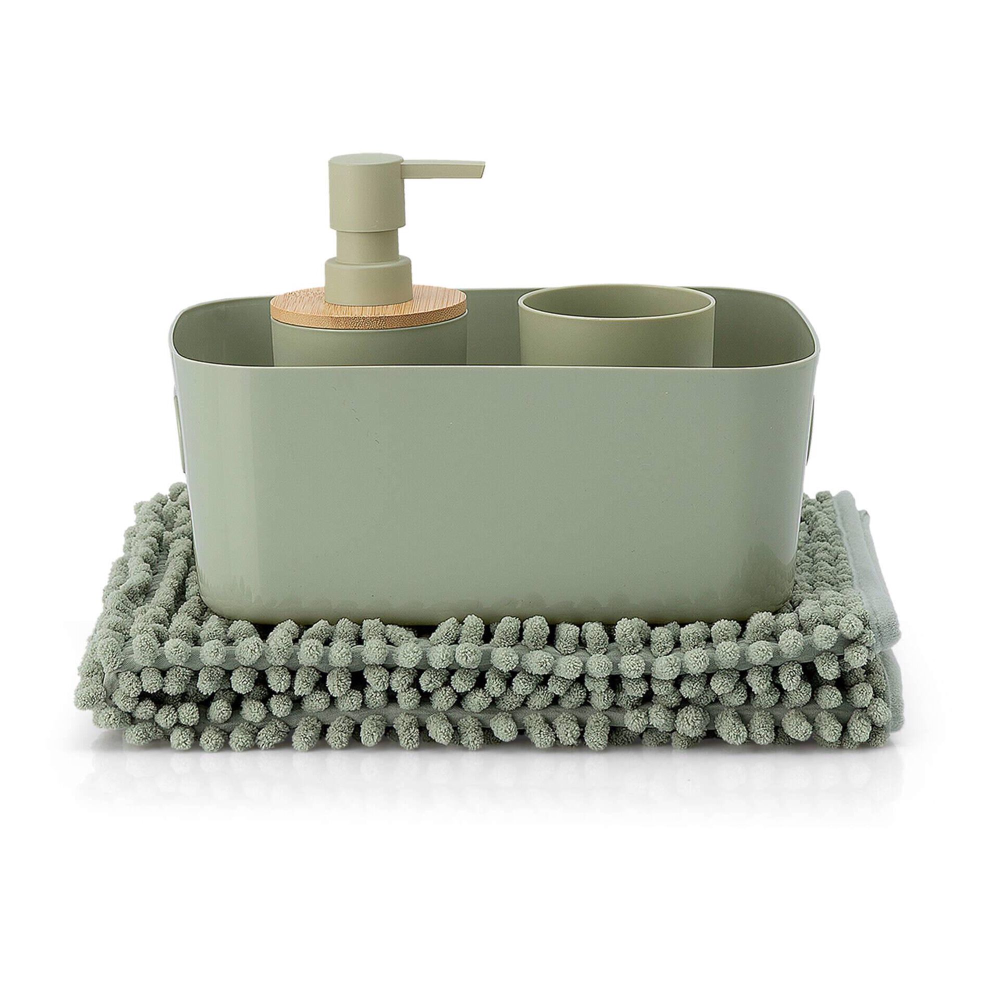 Conjunto 4 Acessórios Banho Verde Conjunto 4 Acessórios Banho Verde