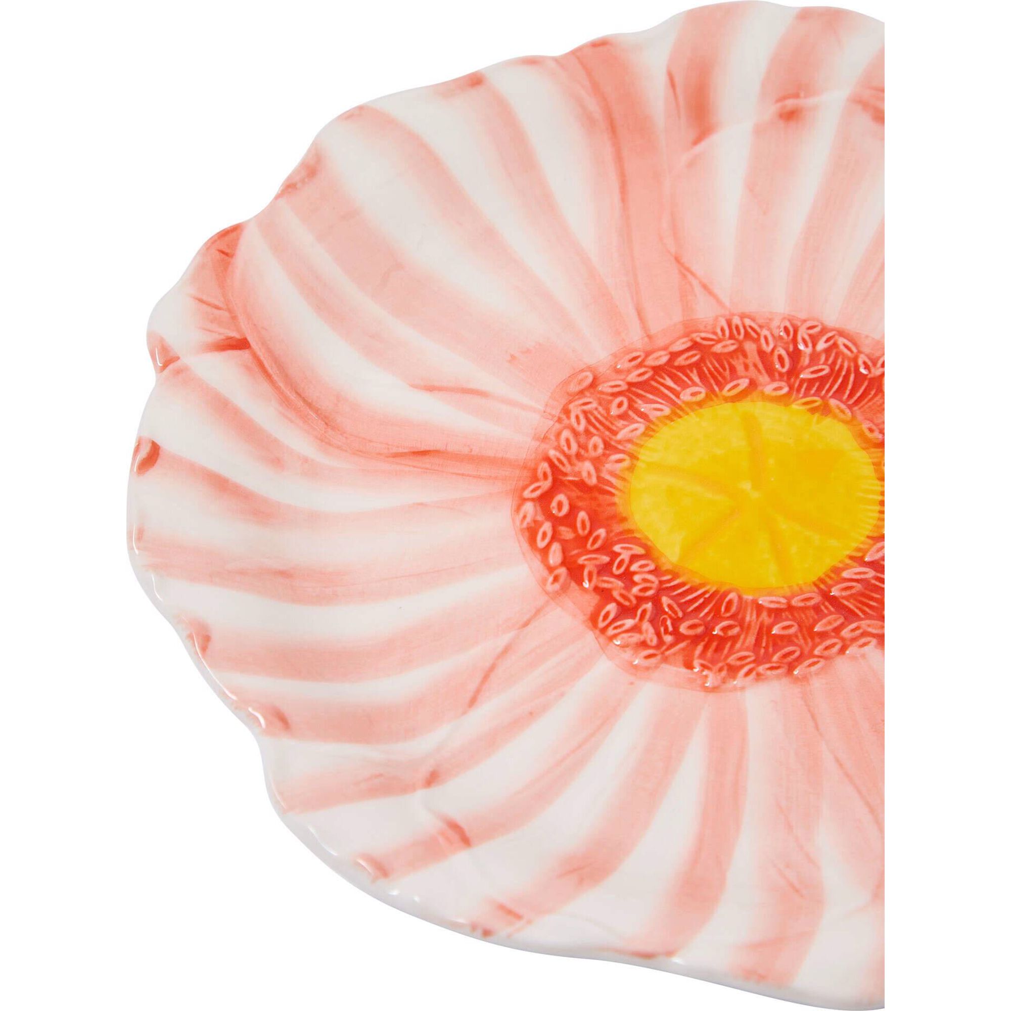 Prato Redondo 25,5cm Rosa com Centro Amarelo Kasa