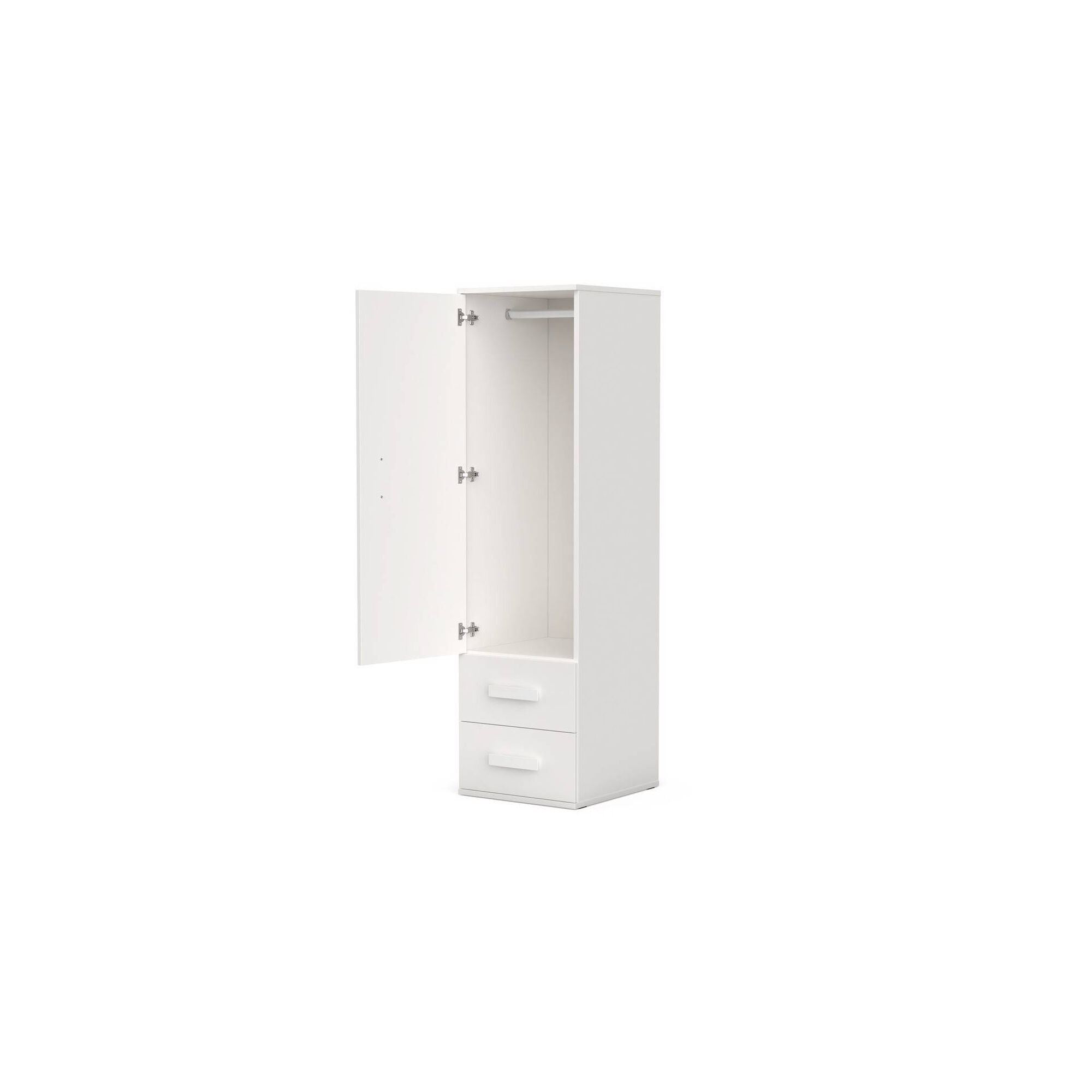 Roupeiro com 1 Porta e 2 Gavetas 50x55x180cm Branco Play Roupeiro com 1 Porta e 2 Gavetas 50x55x180cm Branco Play
