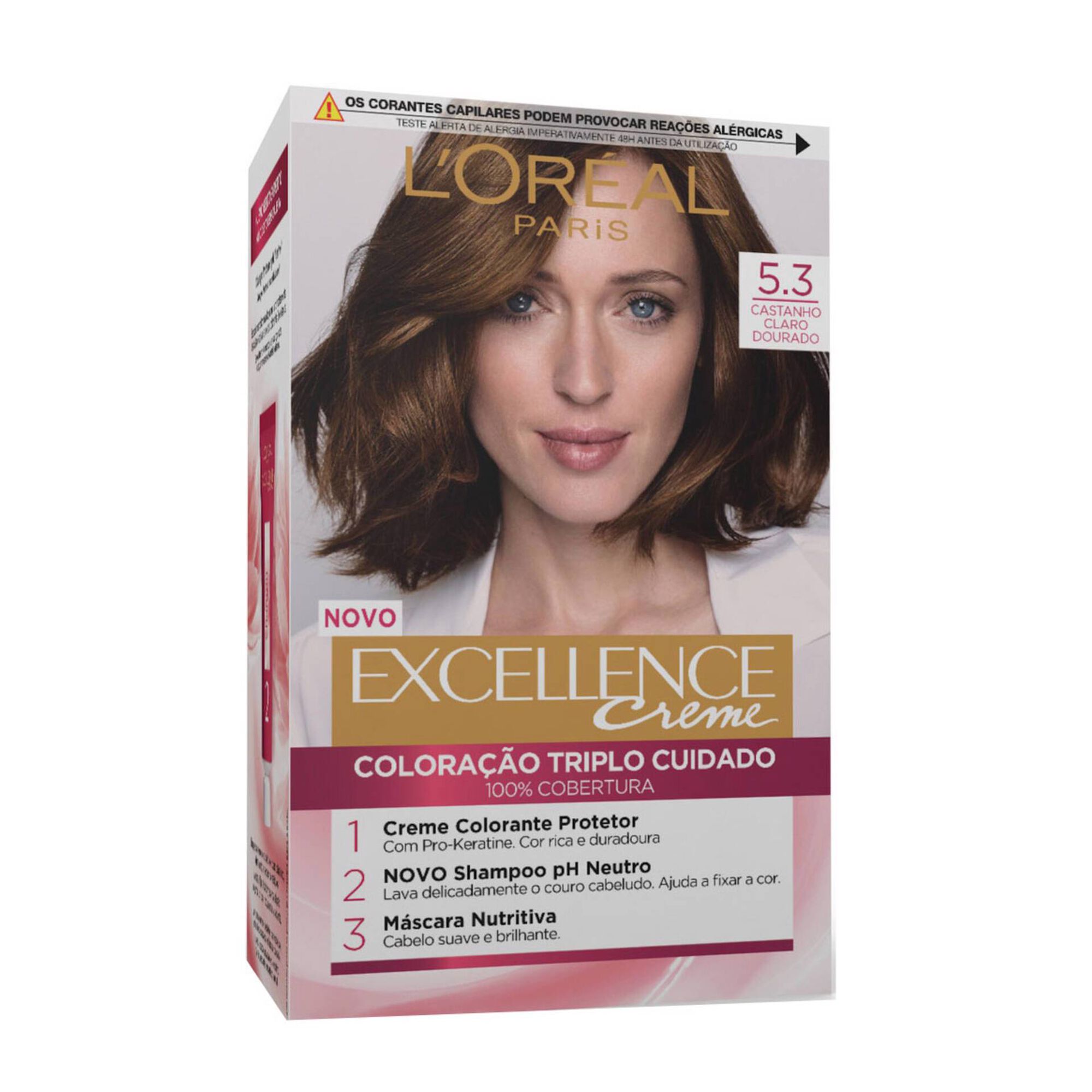 Coloração Permanente Excellence Creme Castanho Claro Dourado 5.3 Coloração Permanente Excellence Creme Castanho Claro Dourado 5.3