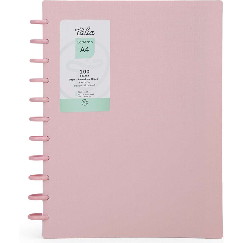 Caderno Smart Espiral A4 Pautado Rosa Talia