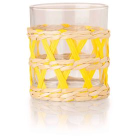 Copo com Wicker 300ml Amarelo Kasa