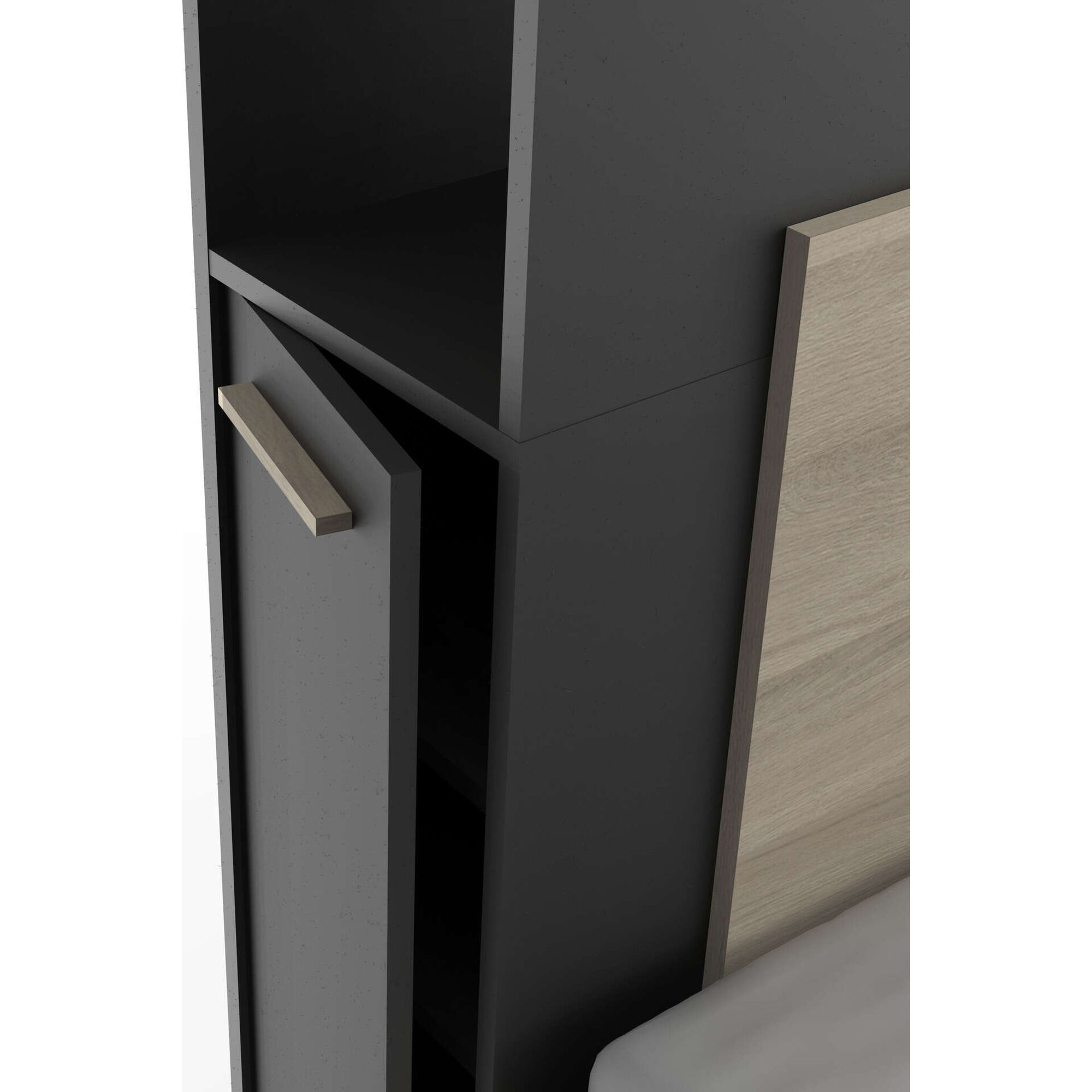 Cama Casal com 4 Gavetas 145x231x113cm Preta e Carvalho Life