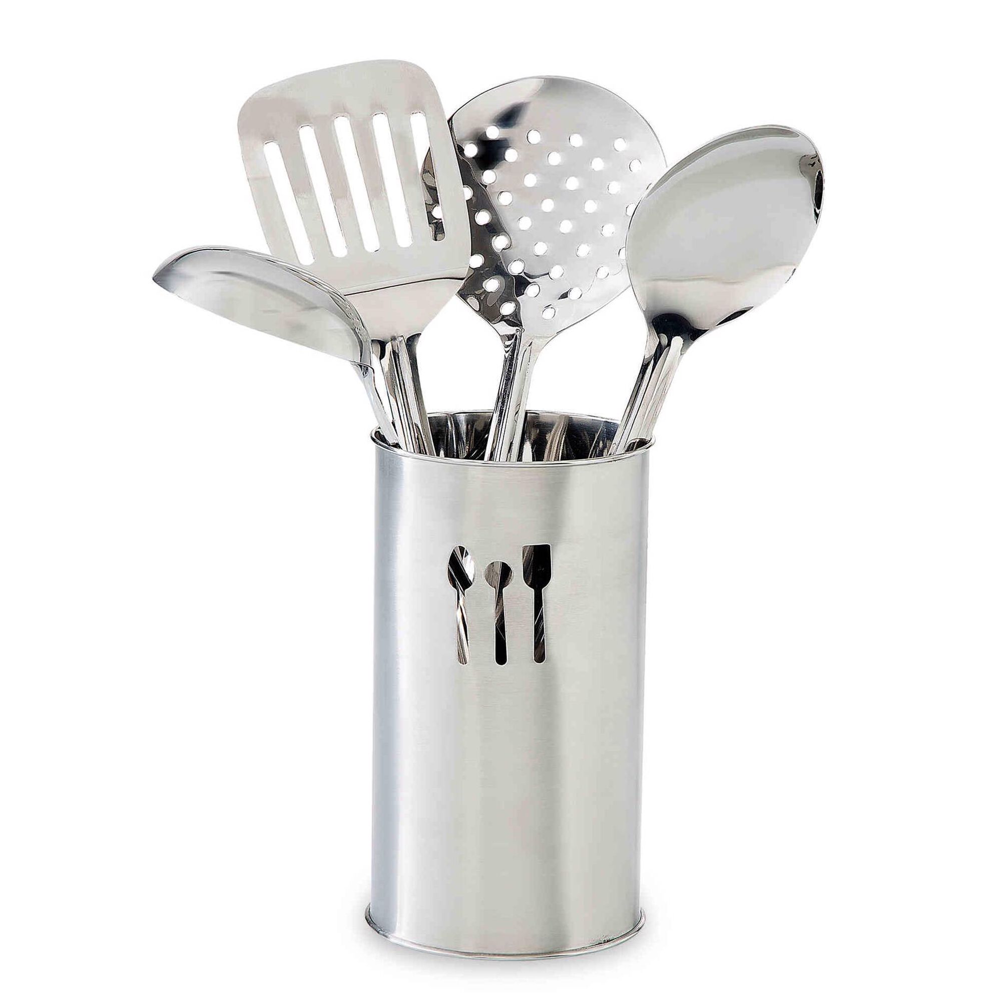 Conjunto Suporte e Utensílios Cozinha Inox Groove