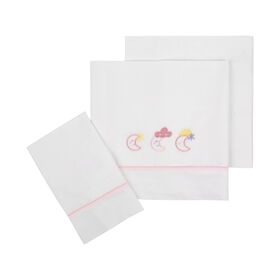 Conjunto 3 Peças Lençol Luas Rosa Conjunto 3 Peças Lençol Luas Rosa