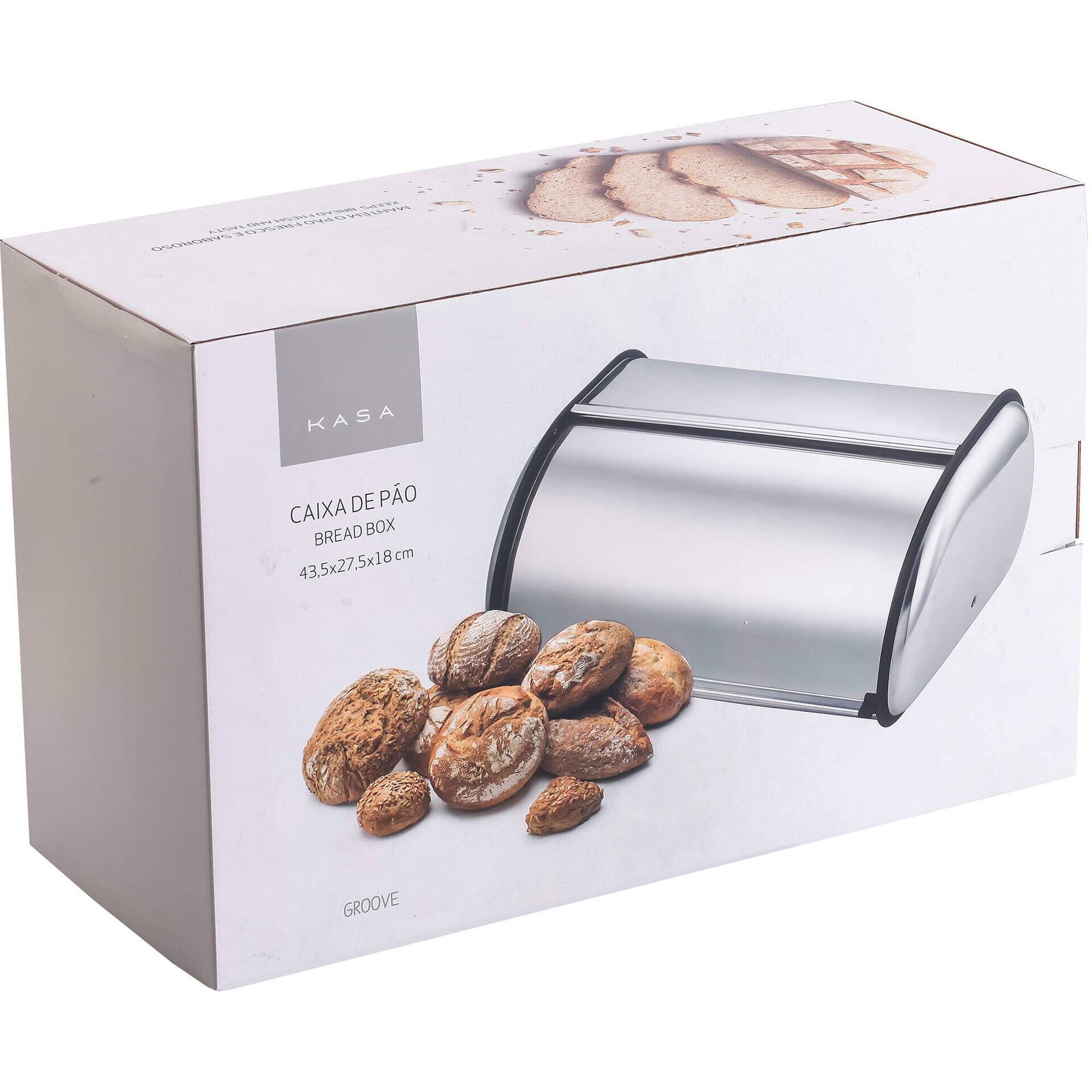 Caixa de P&atilde;o A&ccedil;o Inoxid&aacute;vel Groove Kasa