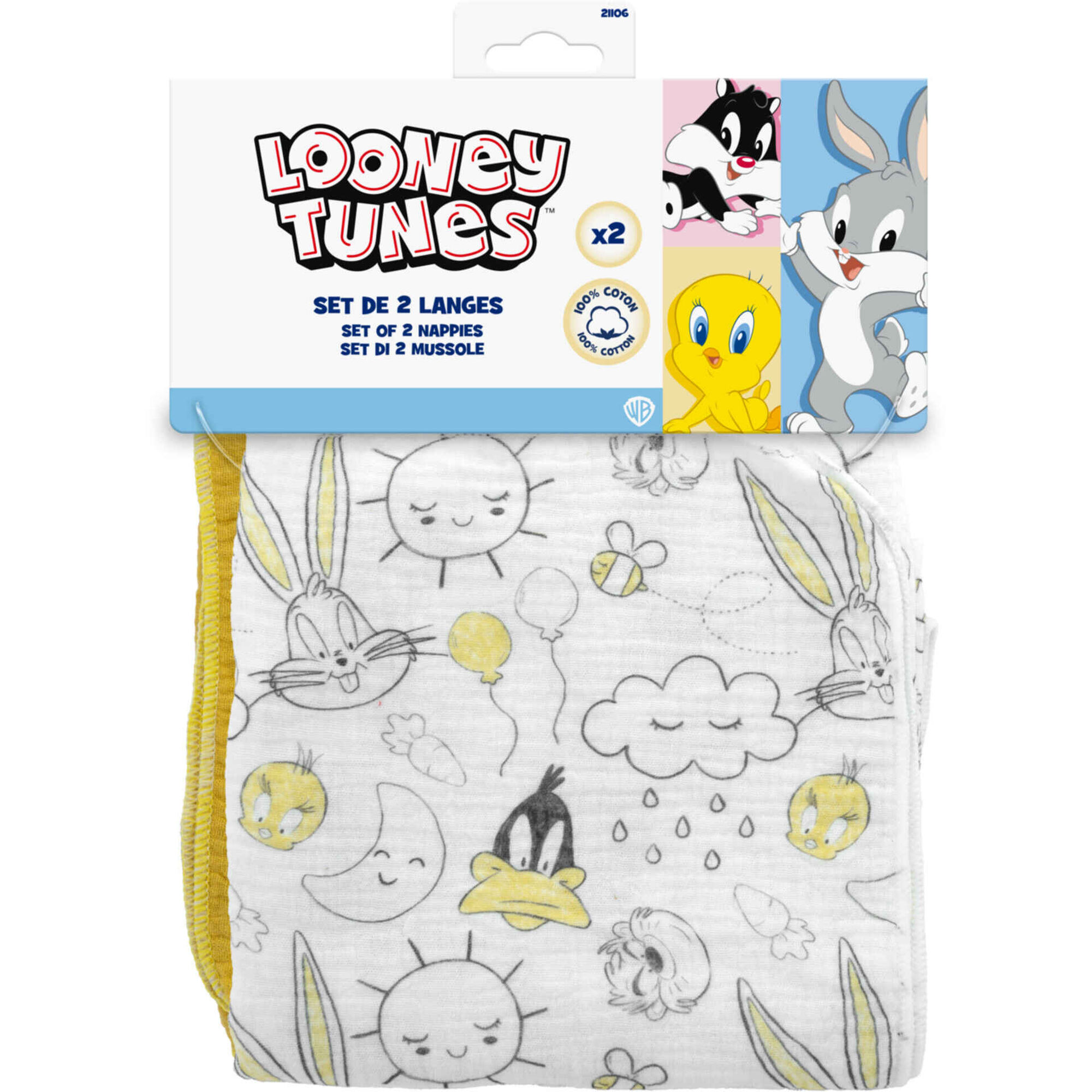 Pack 2 Fraldas de Pano Looney Tunes Abc