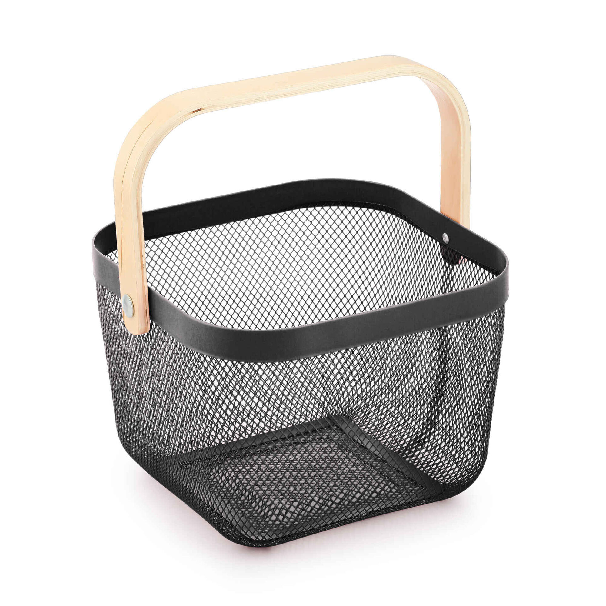 Fruteira Metal com Pega Madeira Preta Cosy Kasa