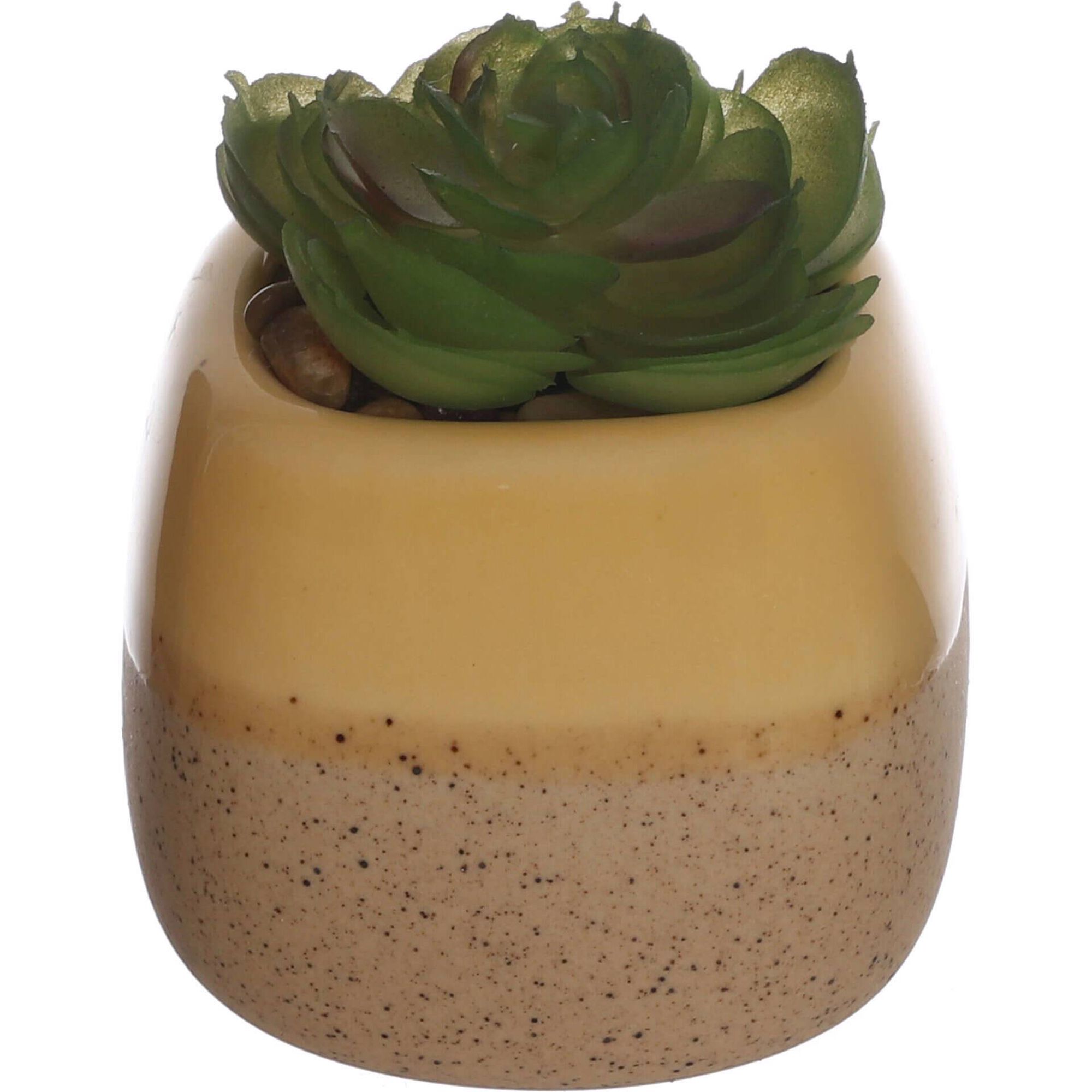 Planta Artificial Suculenta Vaso Amarelo