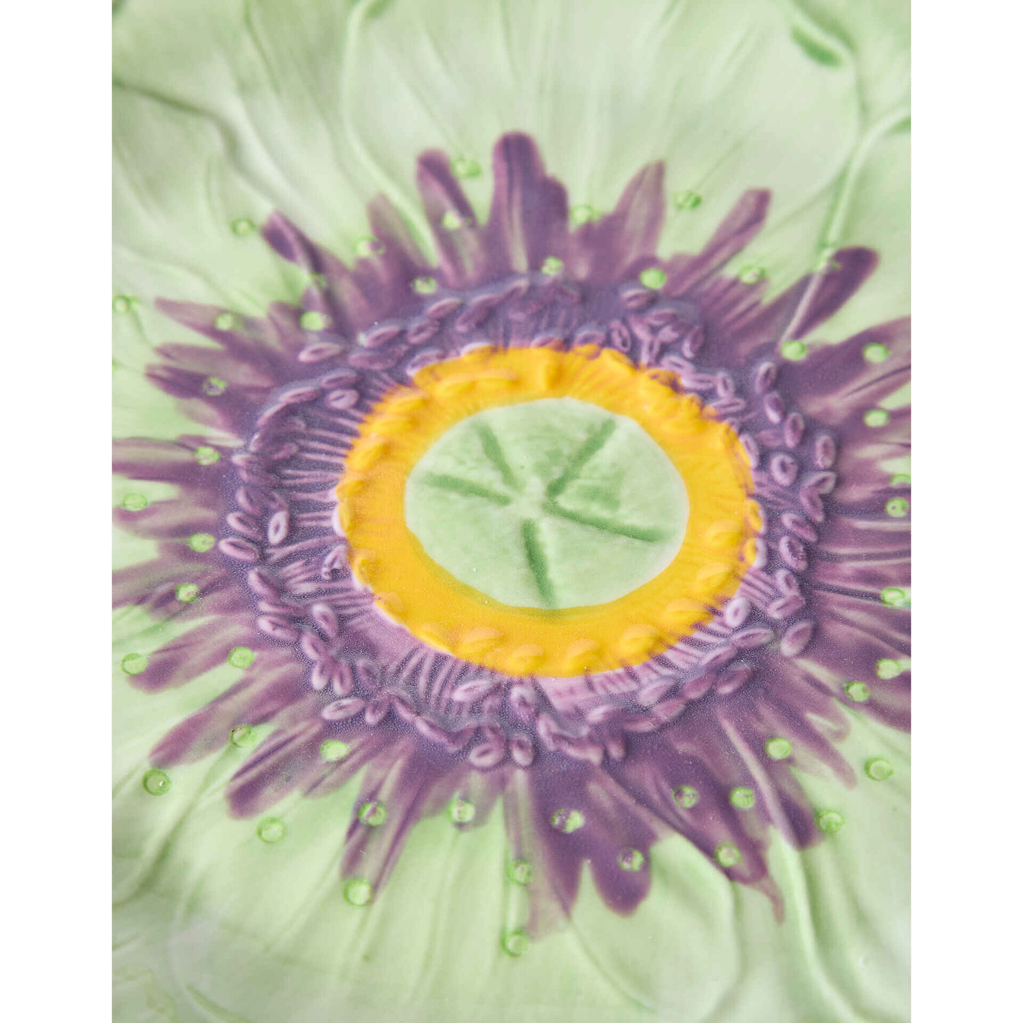 Prato 21cm Flor Verde com Centro Lil&aacute;s Kasa