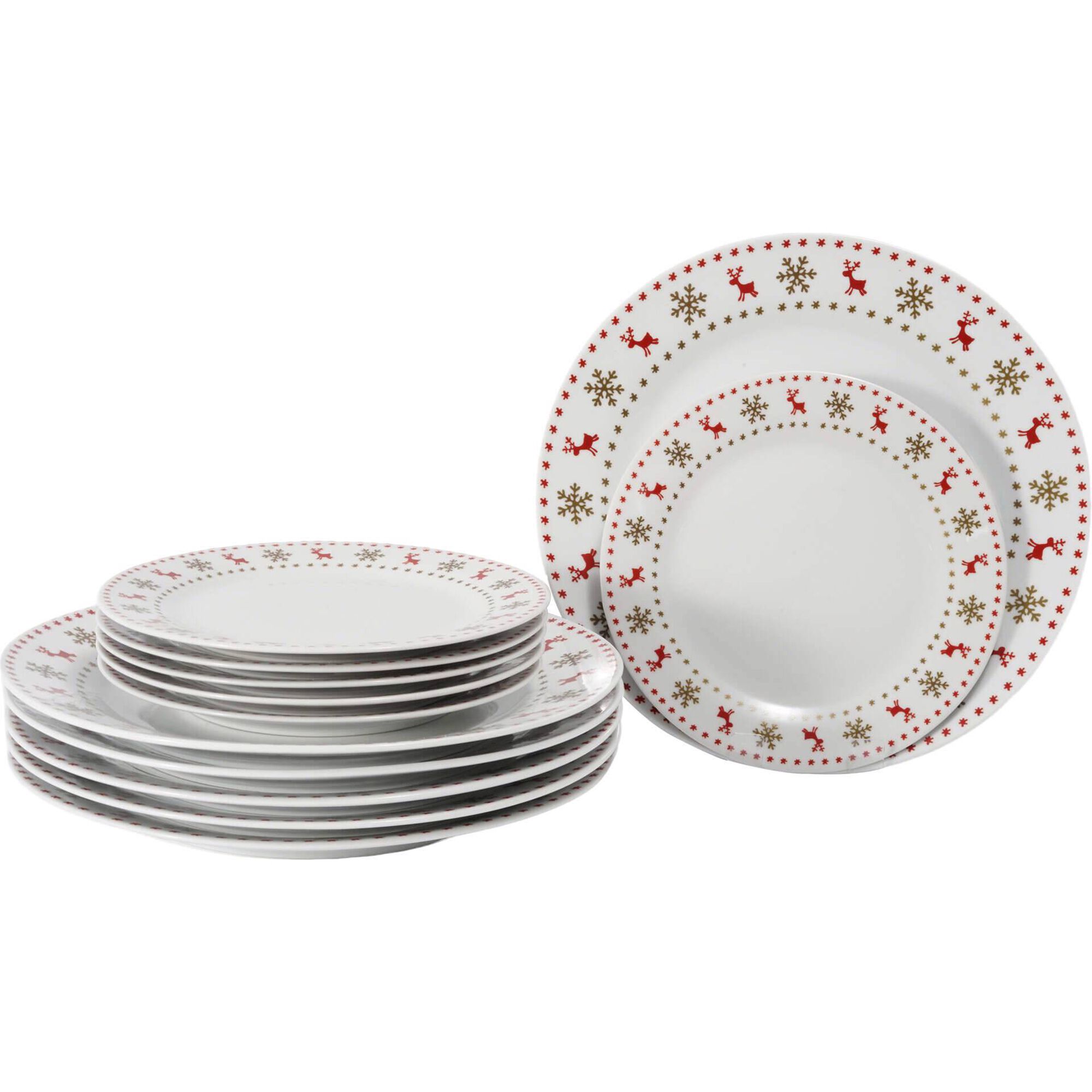 Serviço 12 Peças Rena Mica Dourado