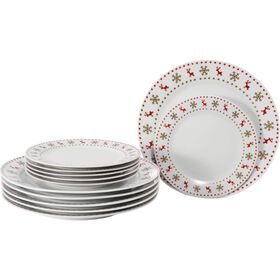 Serviço 12 Peças Rena Mica Dourado