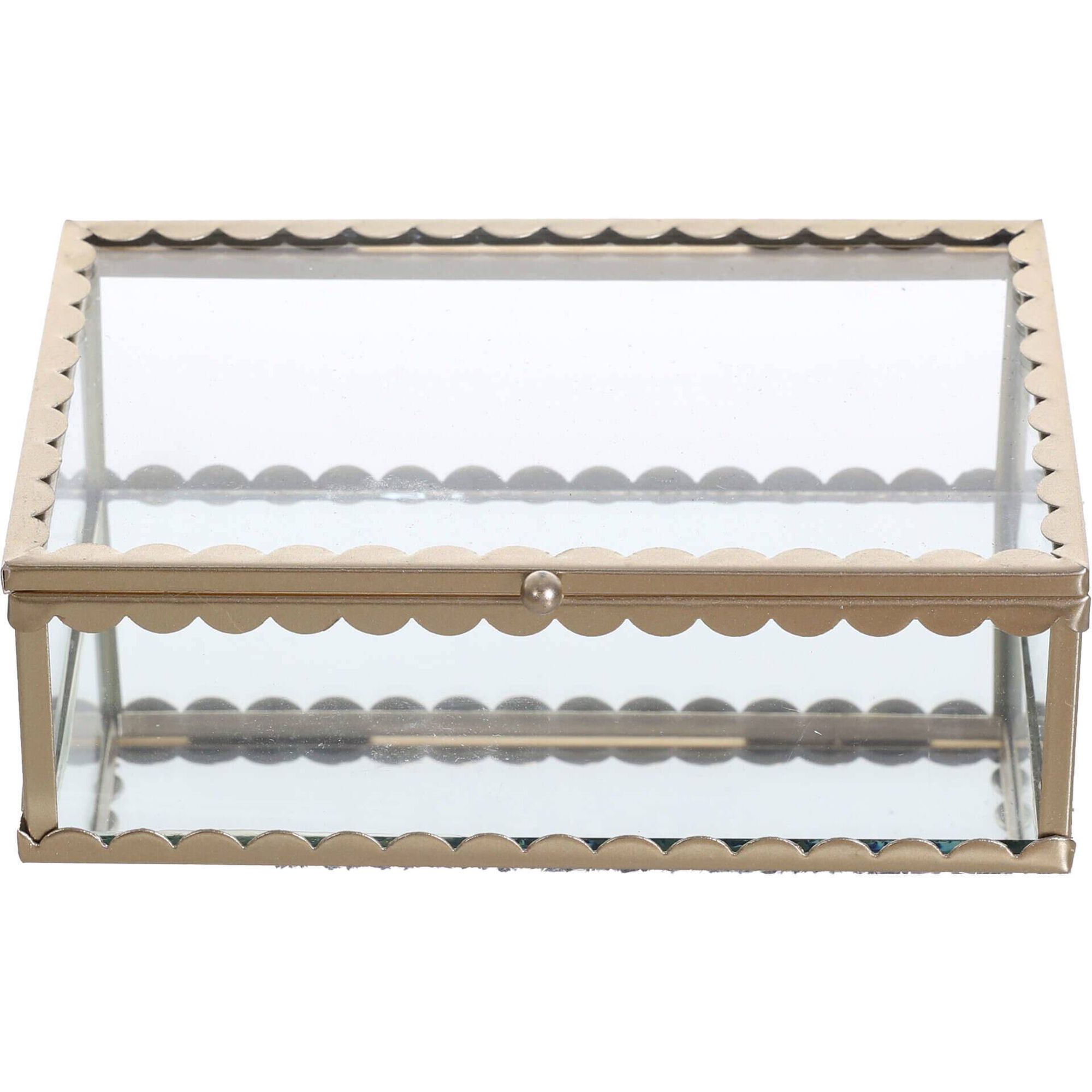 Caixa Vidro Dourada Recortada 15x10cm