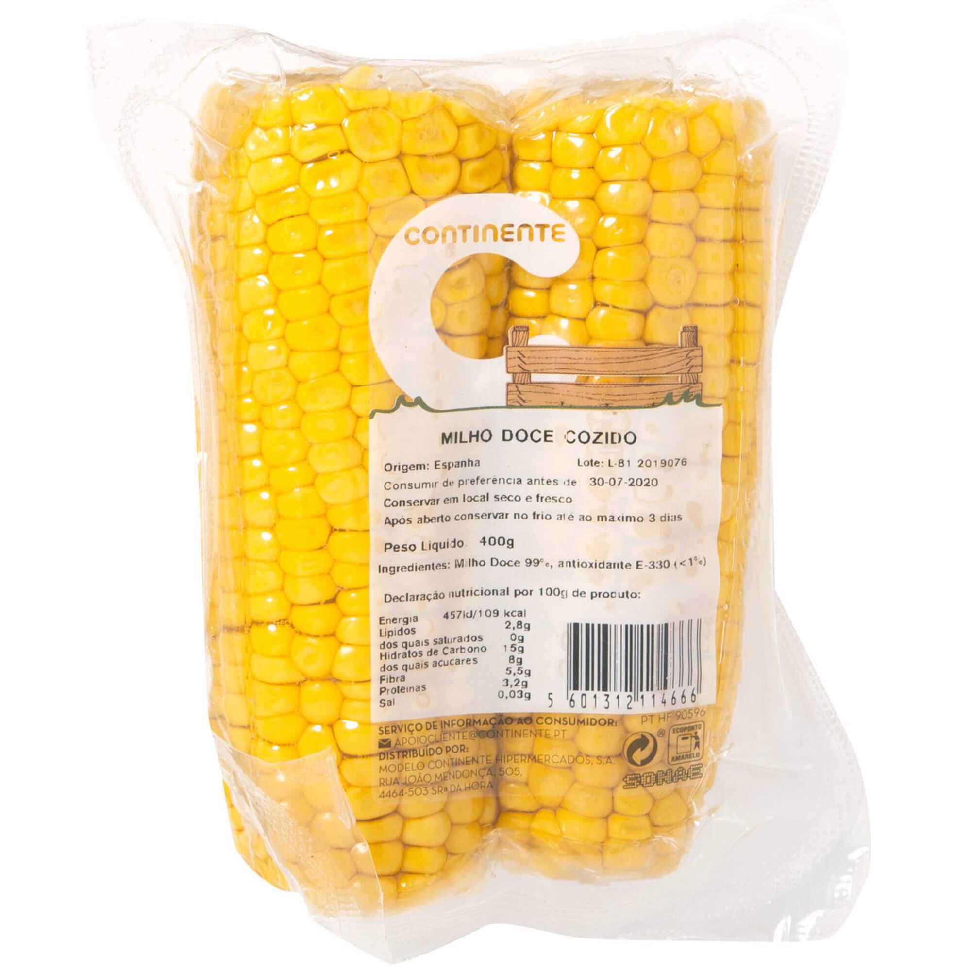 Maçaroca de Milho Doce Cozido