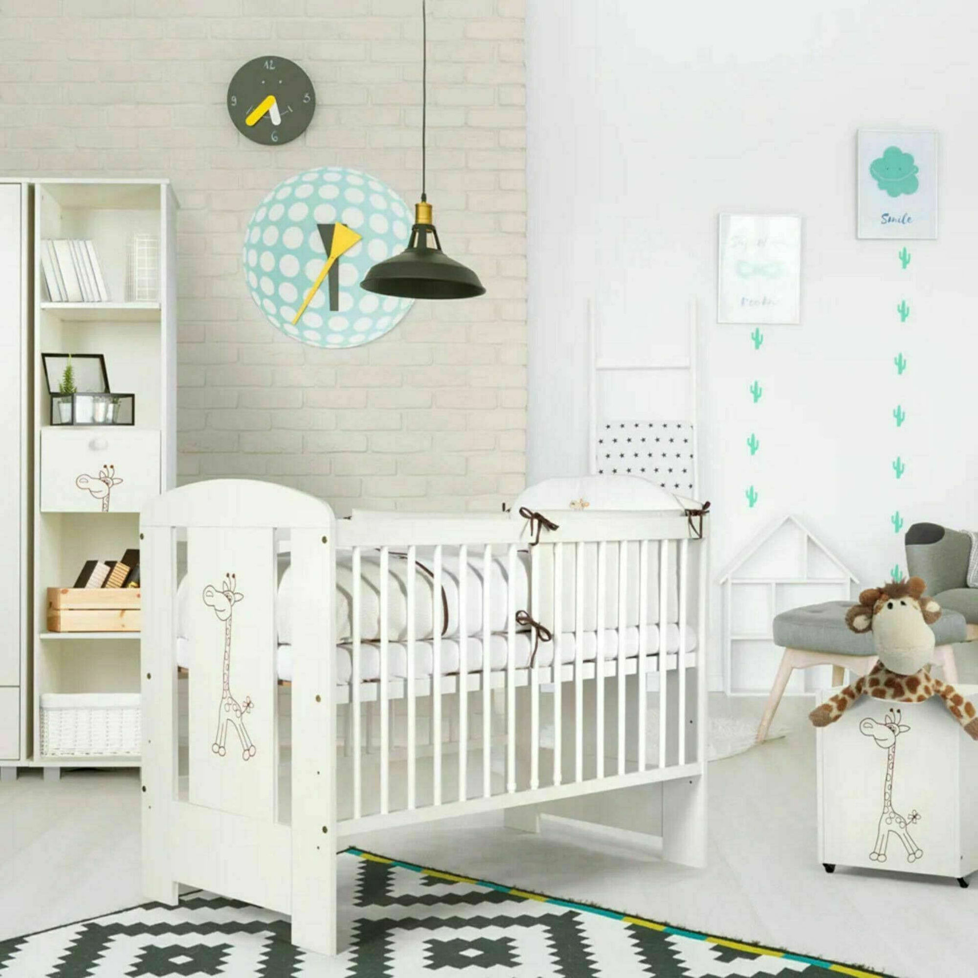 Cama de Grades Madeira Branca Girafa Twinko