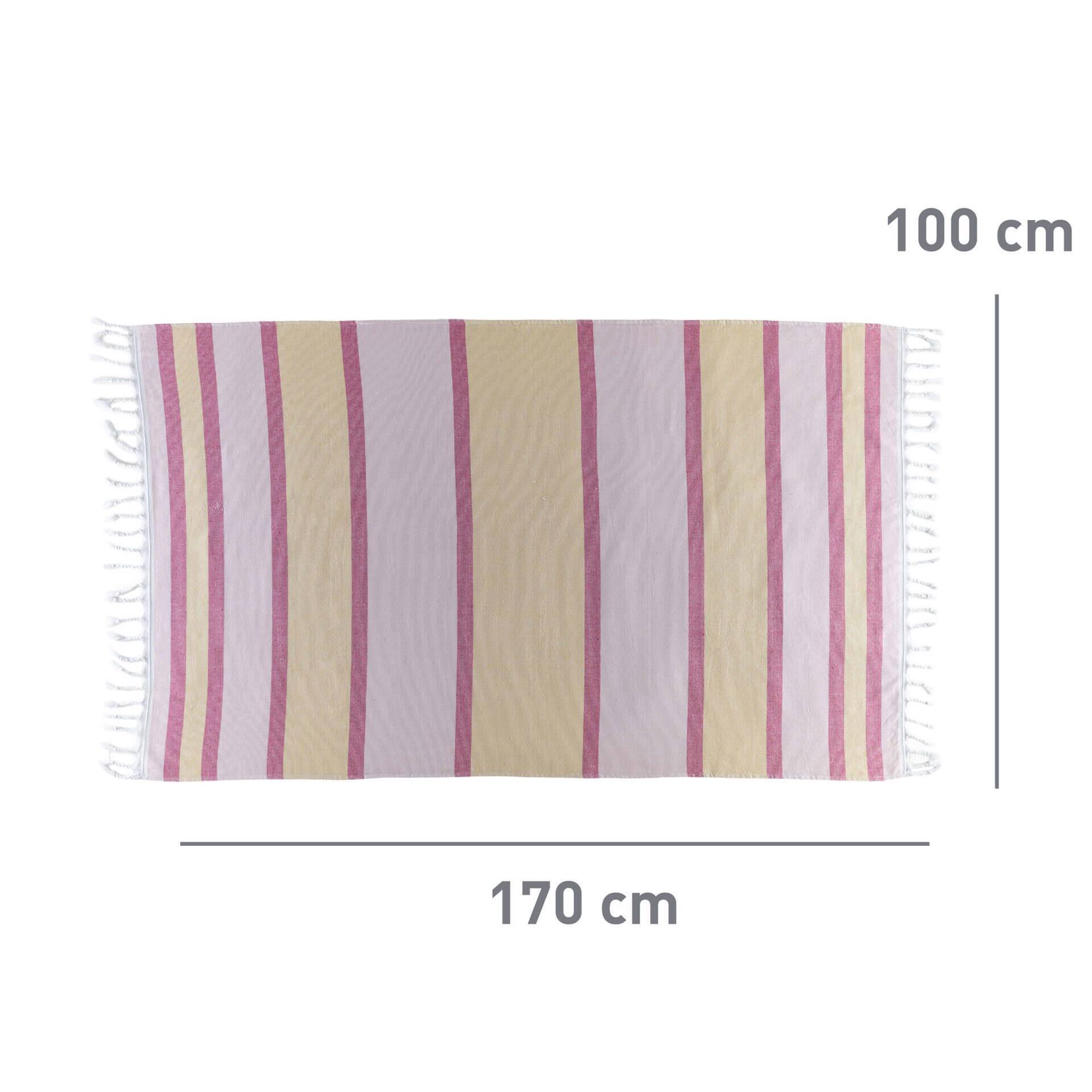 Toalha de Praia Riscas Rosa e Amarelo Kasa