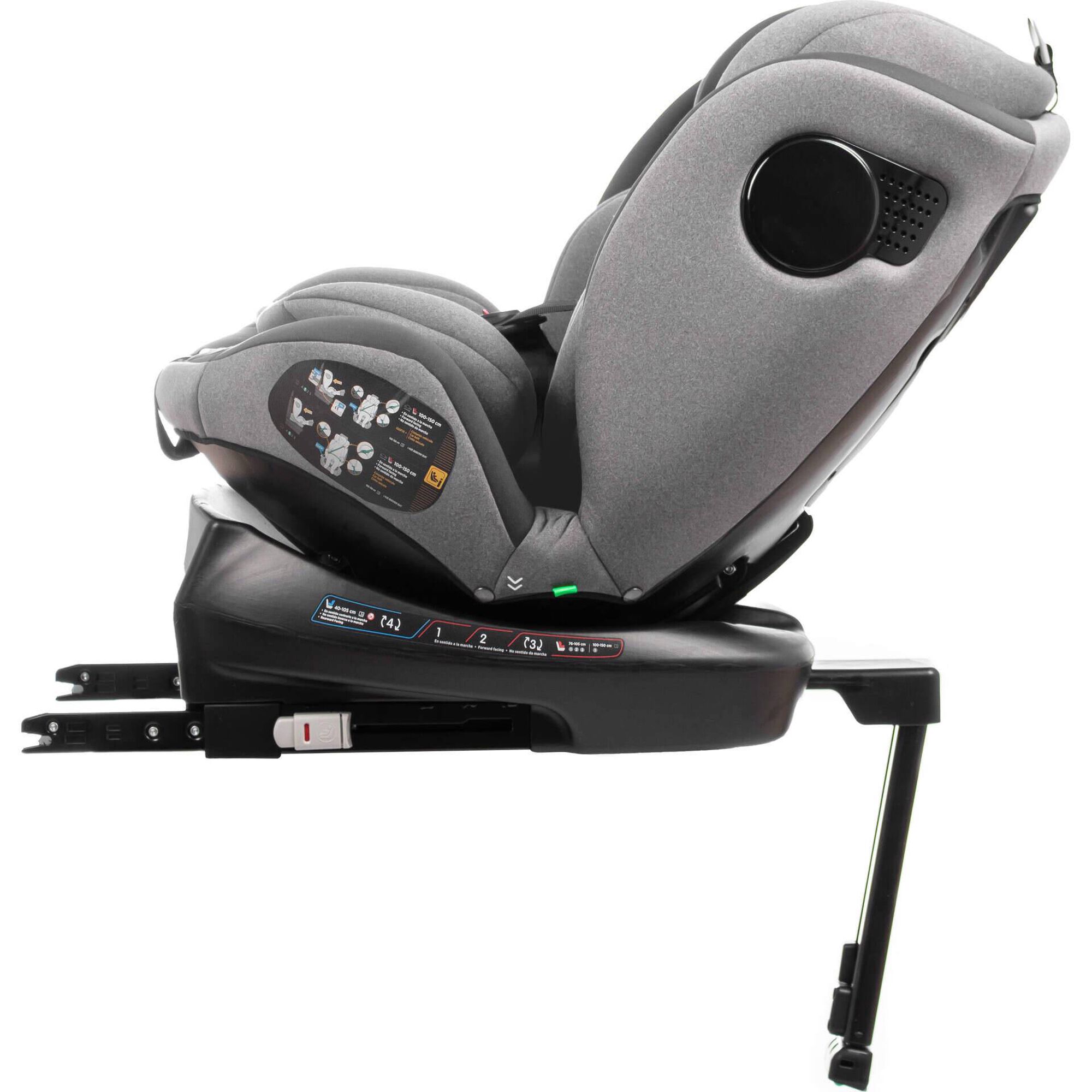 Cadeira Auto I-Size 40-150cm Isofix Rotativa com Pata Cinza