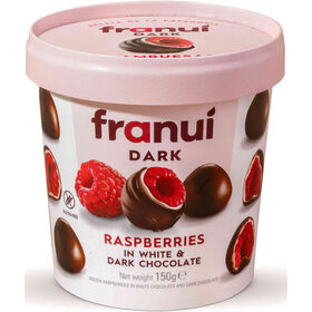 Framboesas Cobertas com Chocolate Branco e Chocolate Negro