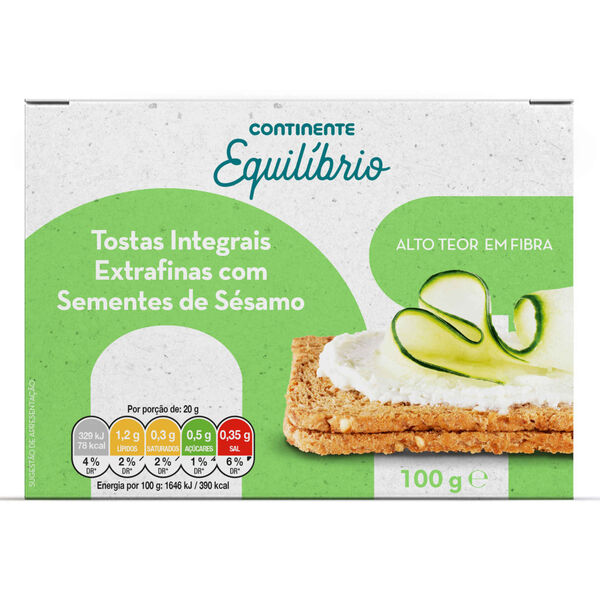 Tostas Extra Finas Integrais Continente Equilíbrio