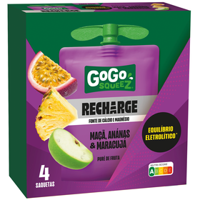 Pack Saquetas de Fruta Recharge Ma&ccedil;&atilde;, Anan&aacute;s e Maracuj&aacute; GoGo squeeZ