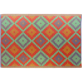 Tapete Losangos Rosa e Laranja 230x160cm Polipropileno