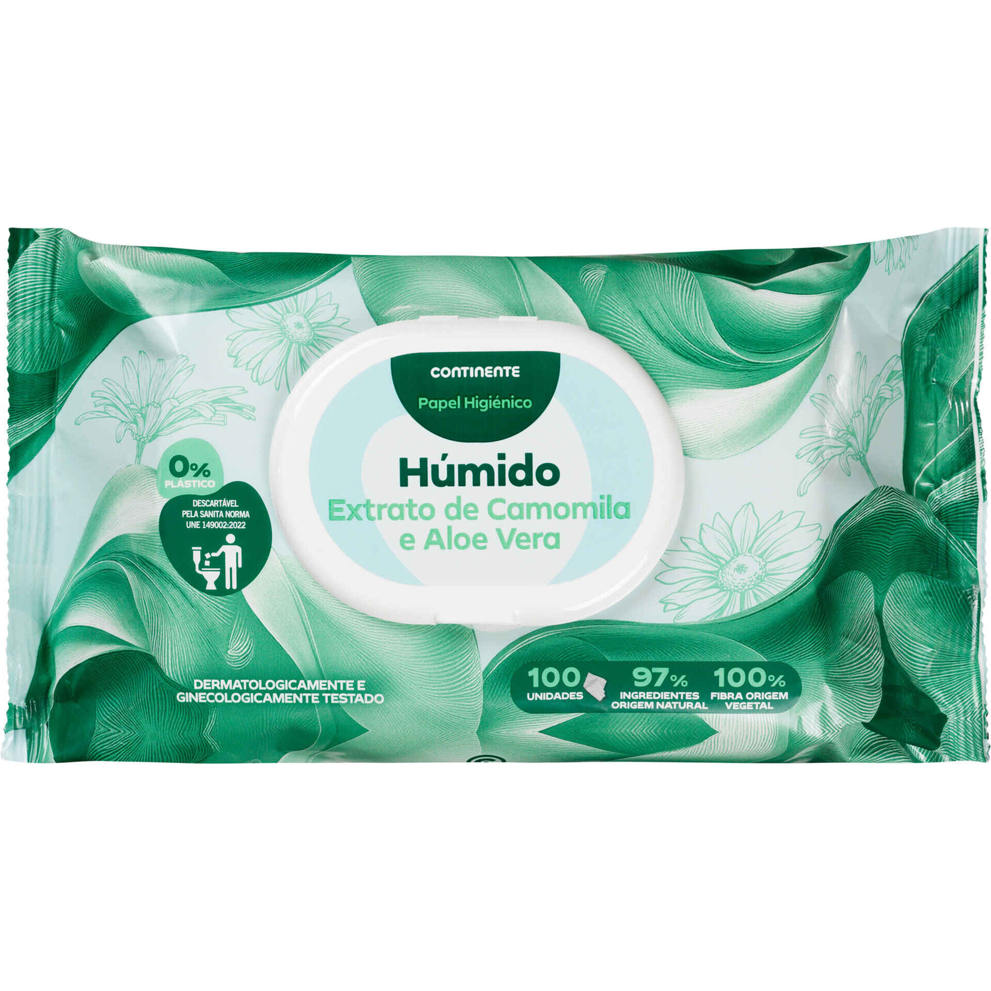 Papel Higi&eacute;nico H&uacute;mido Camomila e Aloe Vera Continente