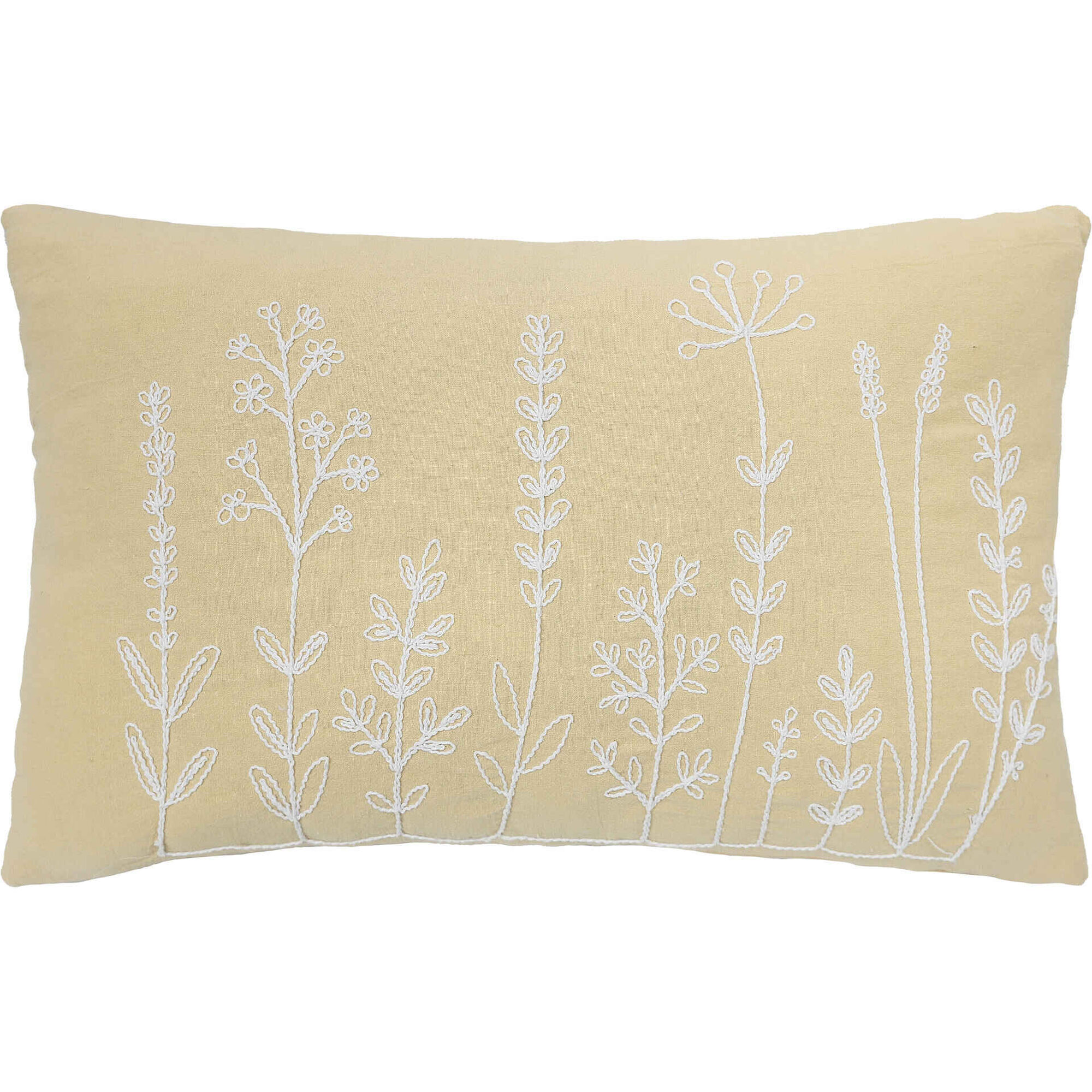 Almofada 30x50cm Flores Bordadas Amarela Kasa