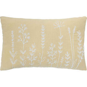 Almofada 30x50cm Flores Bordadas Amarela Kasa