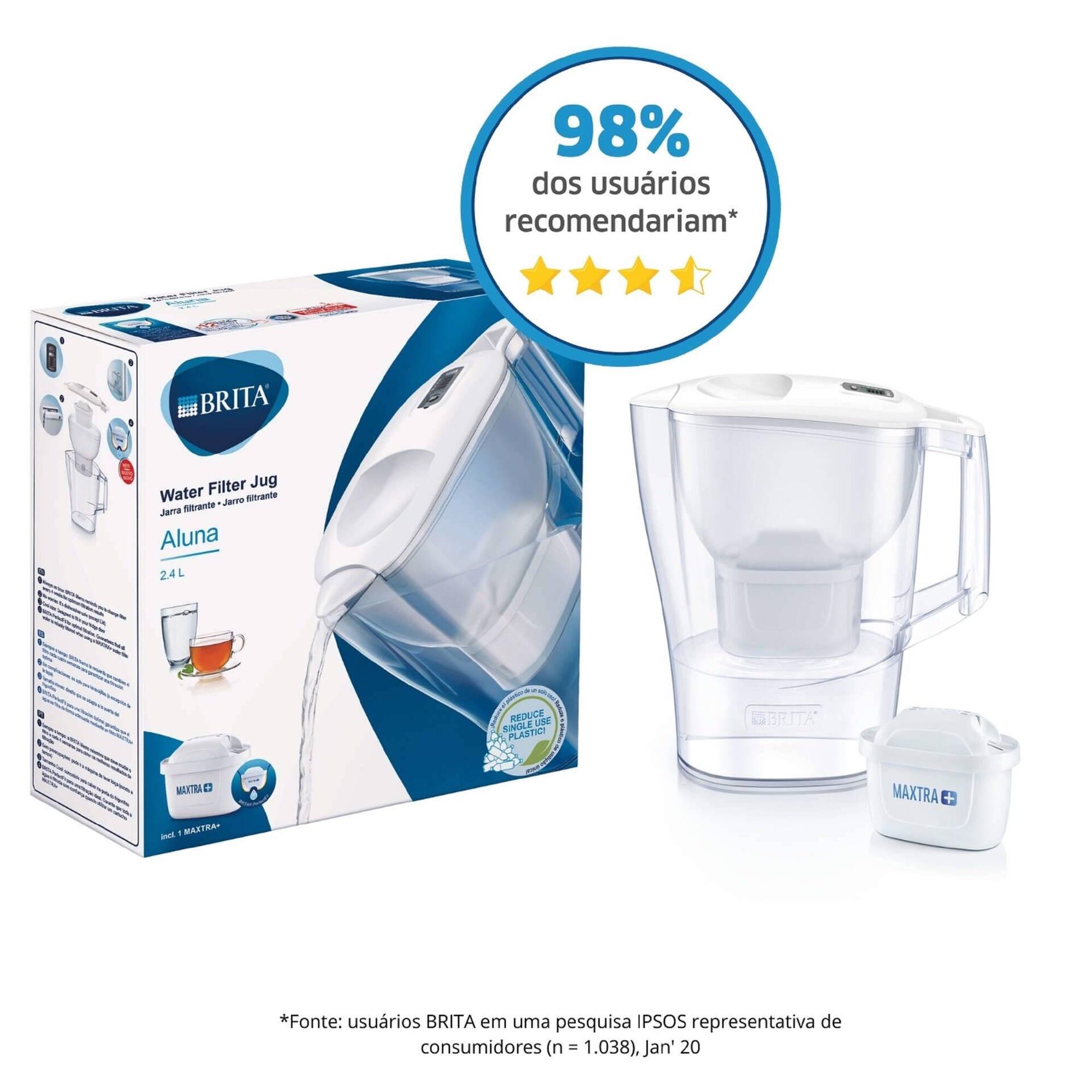 Conjunto Jarro de Filtrar Aluna 2,4L Branco e 1 Filtro Maxtra+ Conjunto Jarro de Filtrar Aluna 2,4L Branco e 1 Filtro Maxtra+