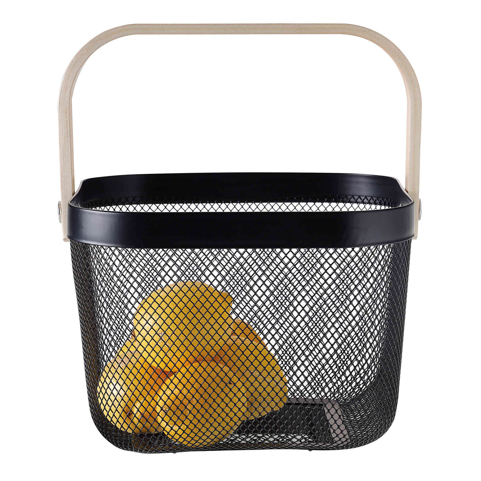 Fruteira Metal com Pega Madeira Preta Cosy Kasa