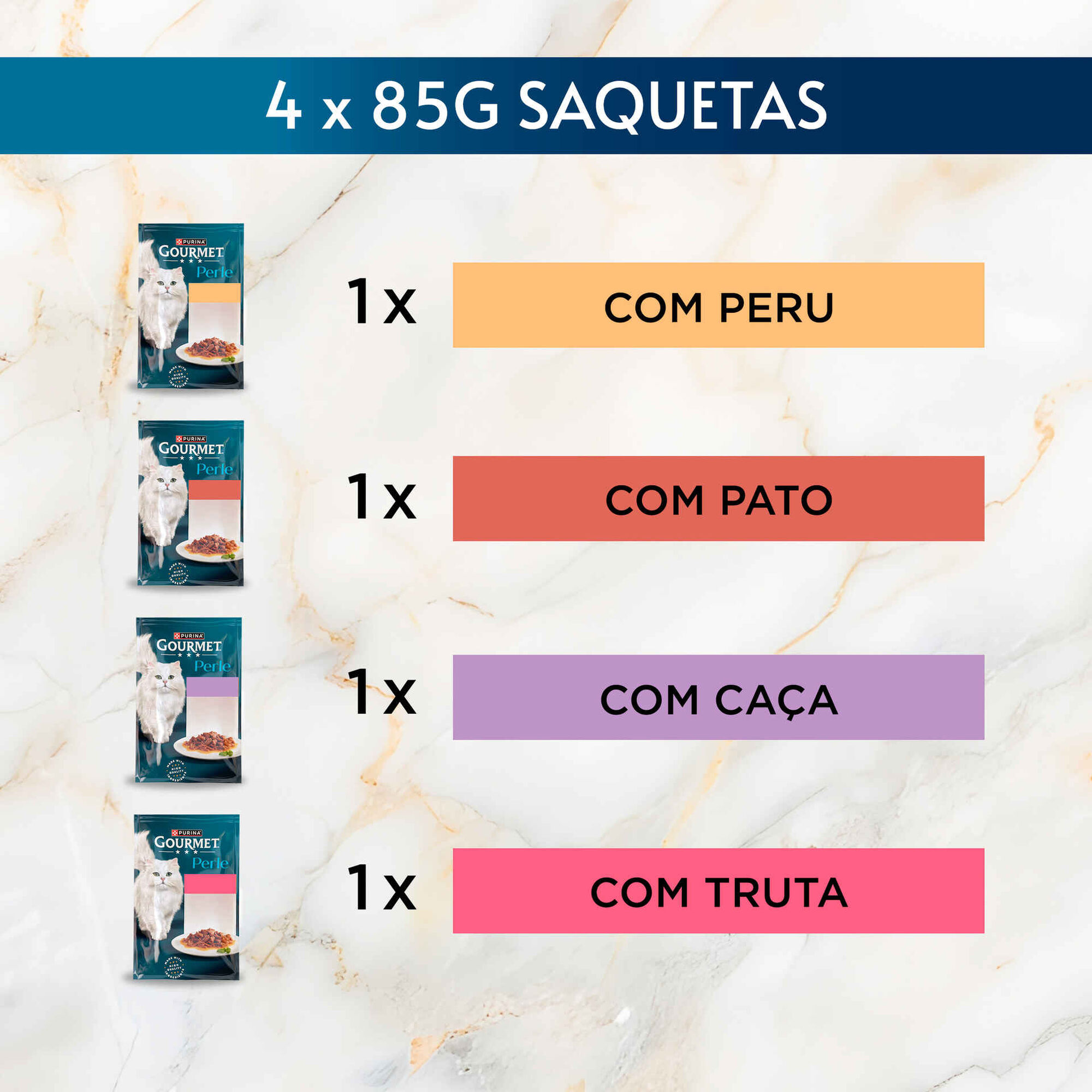 Comida H&uacute;mida para Gato Adulto Finos Peda&ccedil;os em Gelatina Saquetas Purina Gourmet Perle