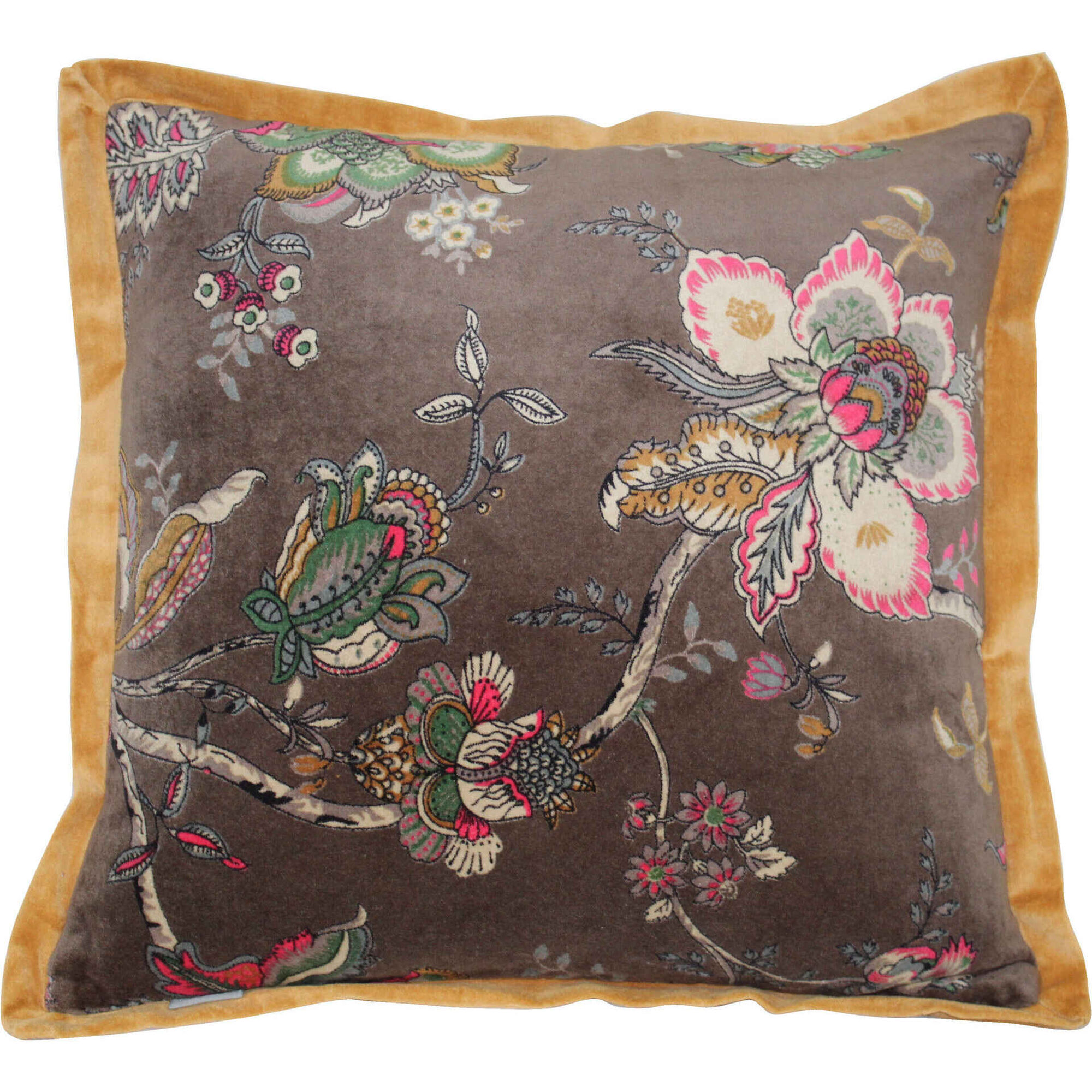 Almofada 45x45cm Flores Castanha Kasa