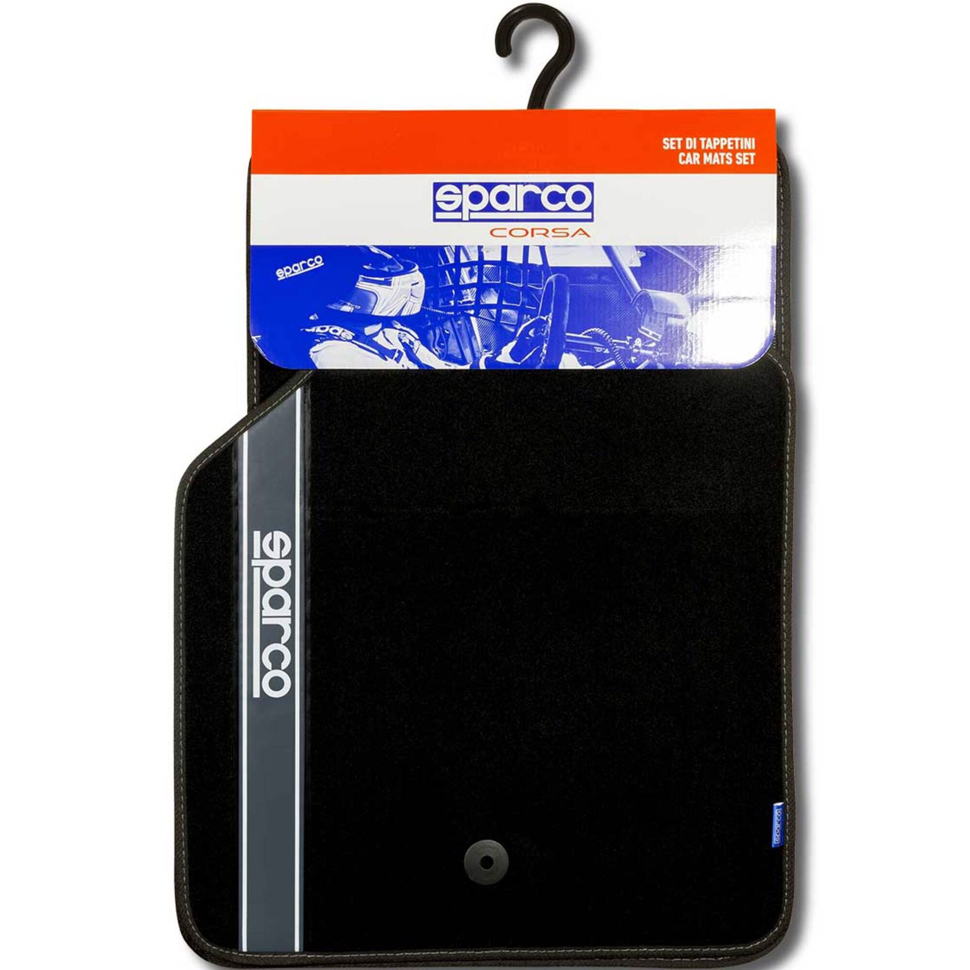 Conjunto 4 Tapetes Alcatifa Preto/Cinza