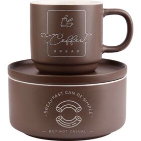 Conjunto Pequeno Almoço Coffee Castanho Conjunto Pequeno Almoço Coffee Castanho
