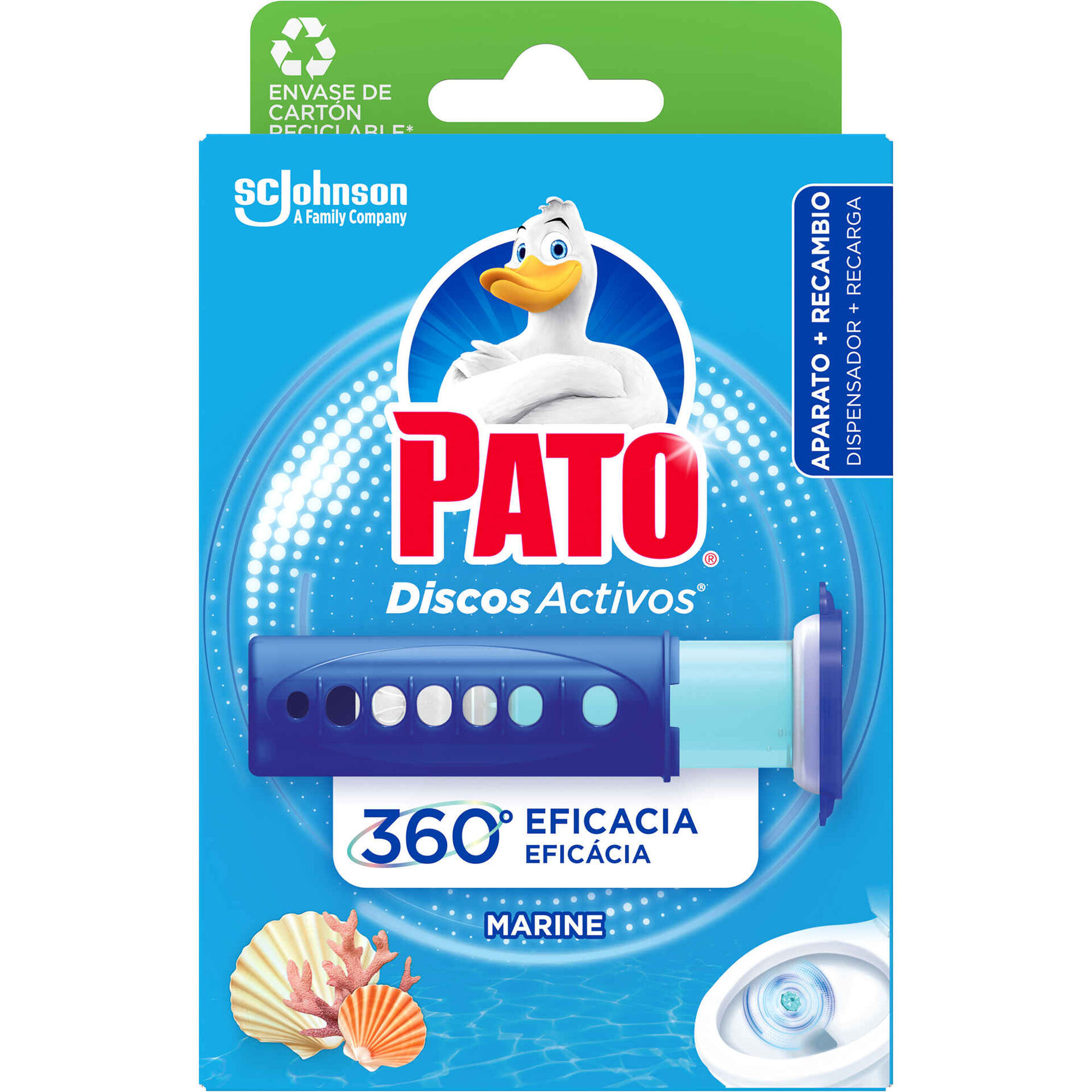 Discos Sanitários Ativos Gel Dispensador + Recargas Marinho