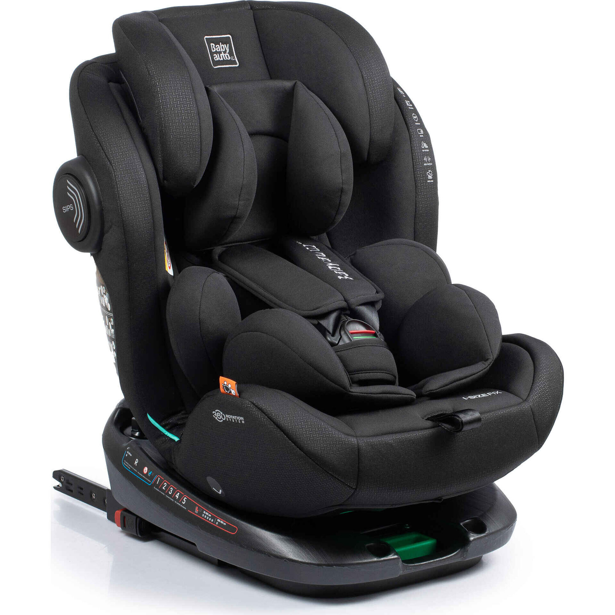 Cadeira Auto I-Size 40-150cm Isofix Rotativa Torna Fix Preto