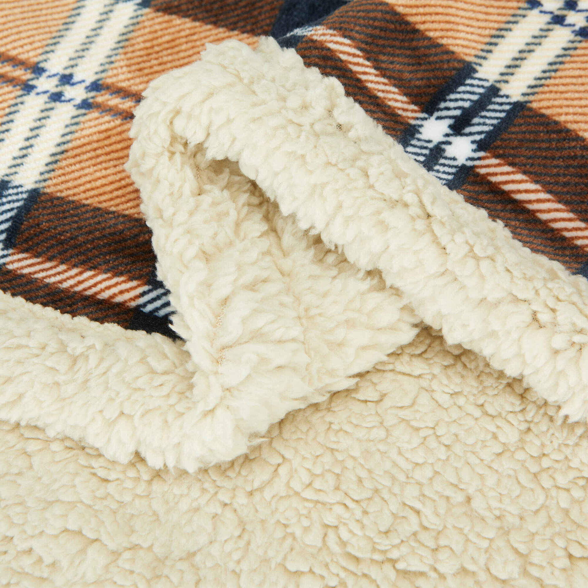 Manta Borreguito 130x160cm Xadrez Bege