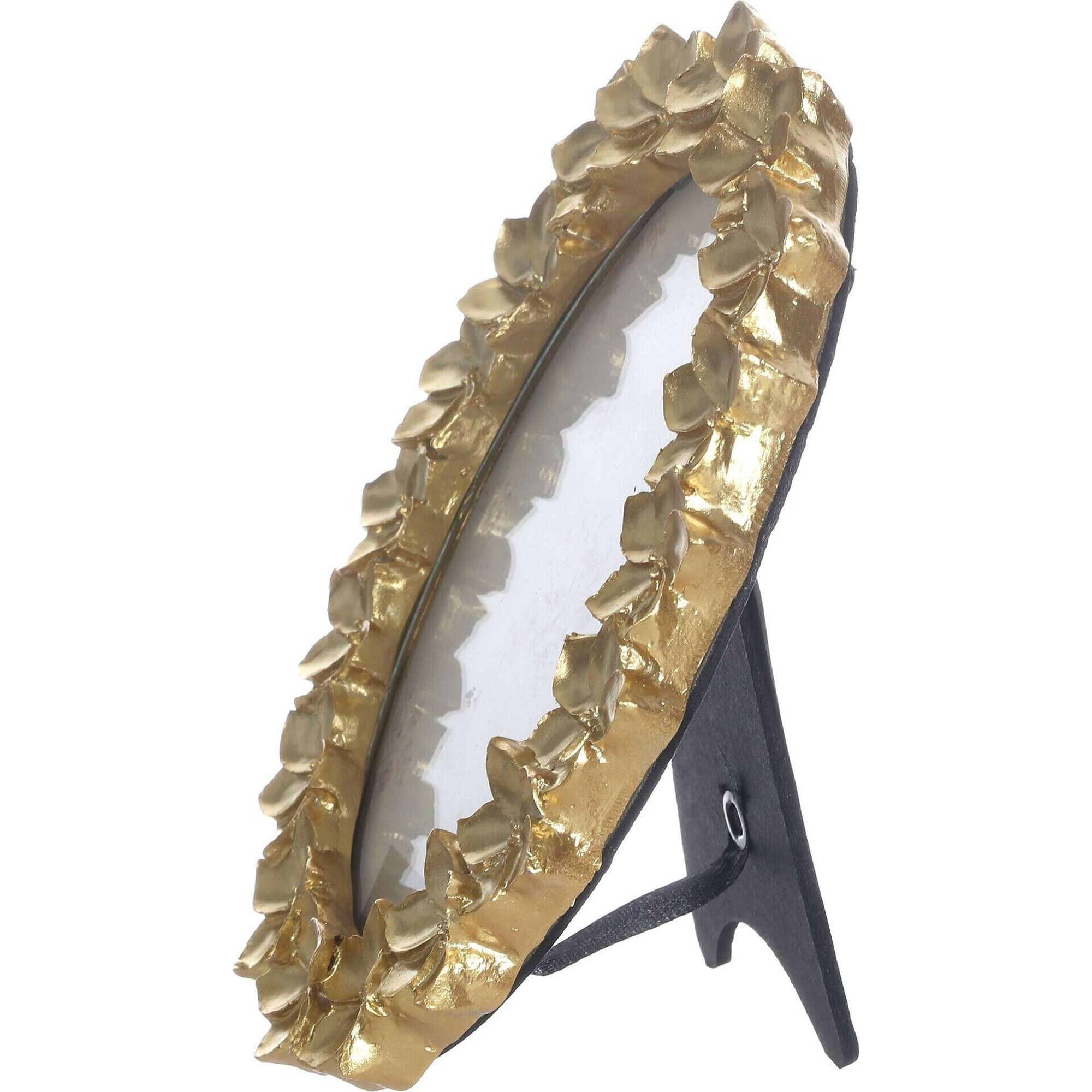 Moldura Oval 10x15cm Flores Dourada