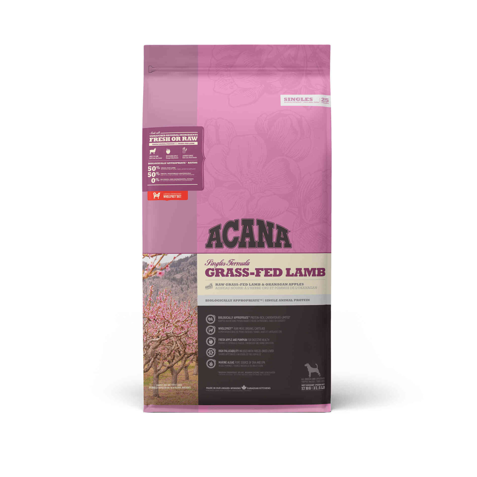 Ra&ccedil;&atilde;o para C&atilde;o Singles Formula Grass-Fed Lamb Acana