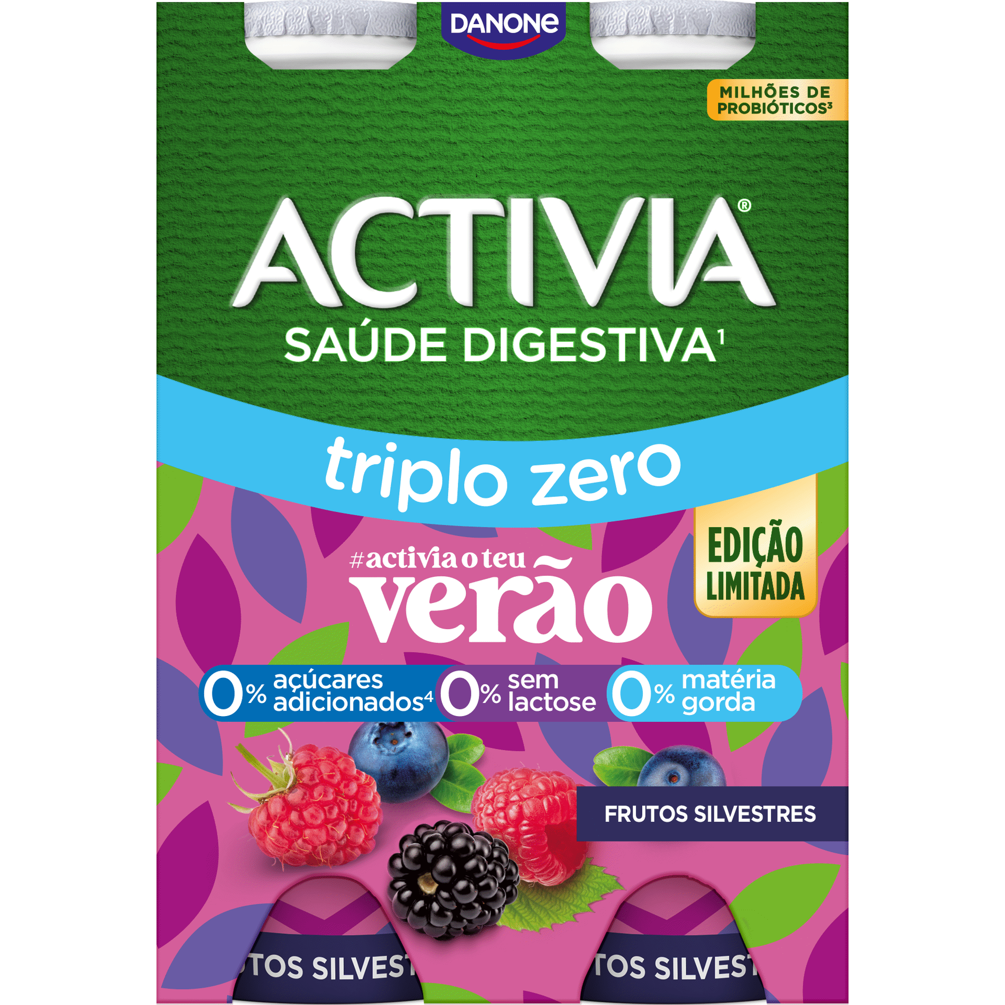 Iogurte L&iacute;quido Bifidus Triplo 0% Frutos Silvestres sem Lactose Activia Danone