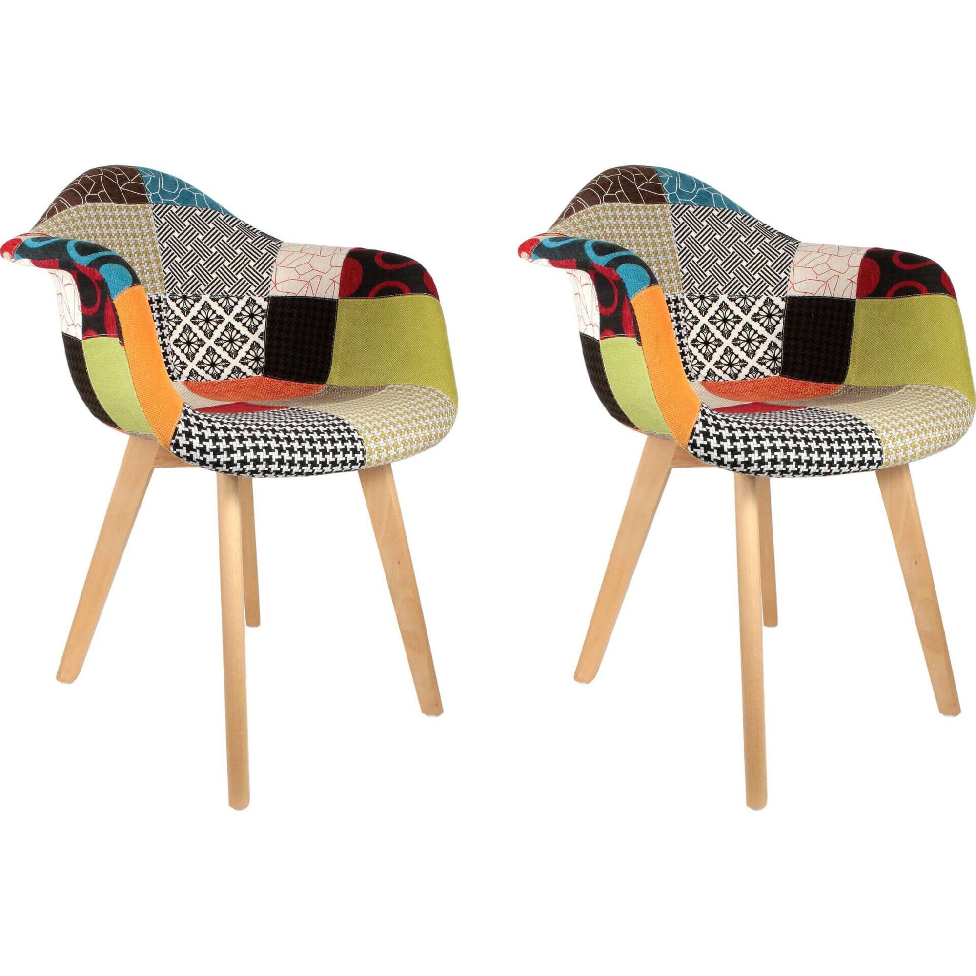 Conjunto de 2 Cadeiras Estofadas Patchwork