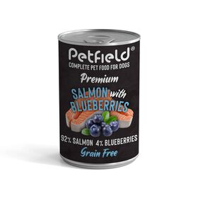 Comida H&uacute;mida para C&atilde;o Salm&atilde;o e Mirtilos Petfield