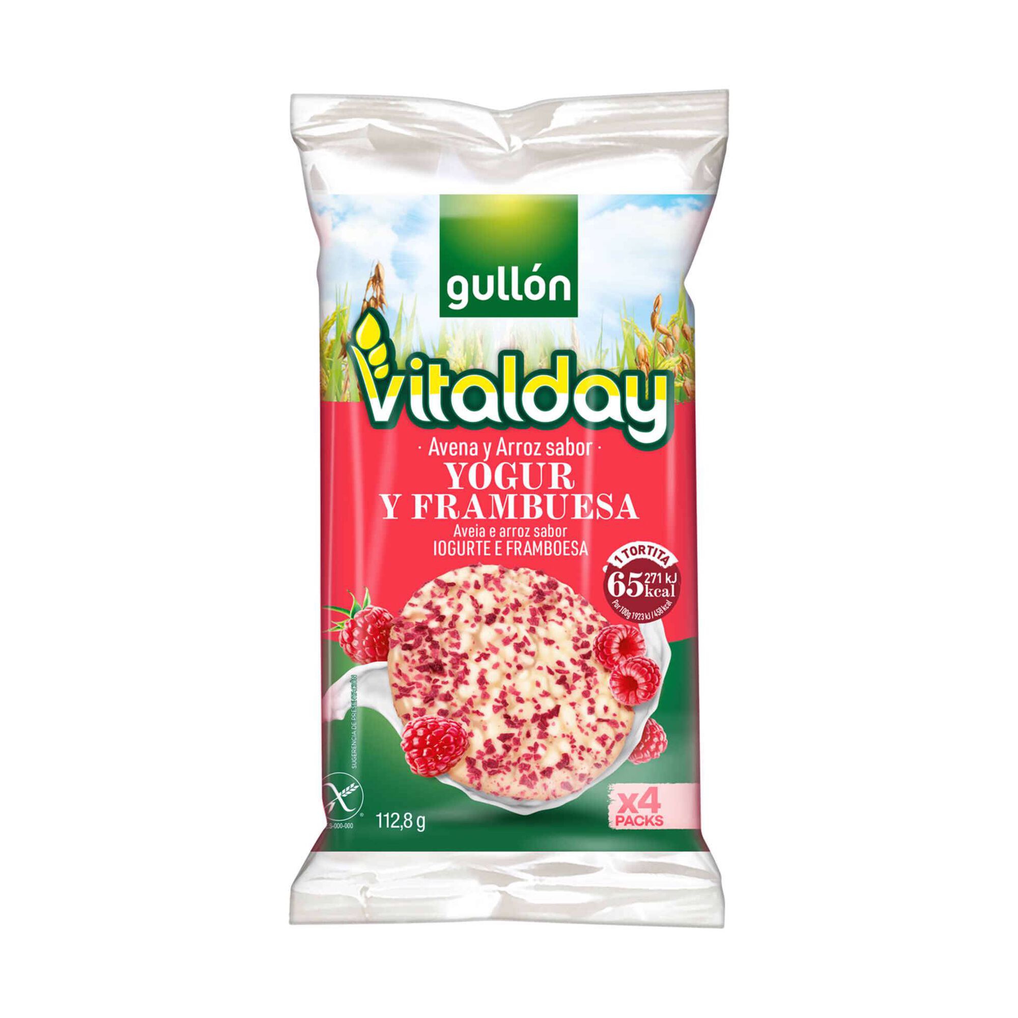 Tortitas Vitalday de Arroz, Iogurte e Framboesa sem Glúten