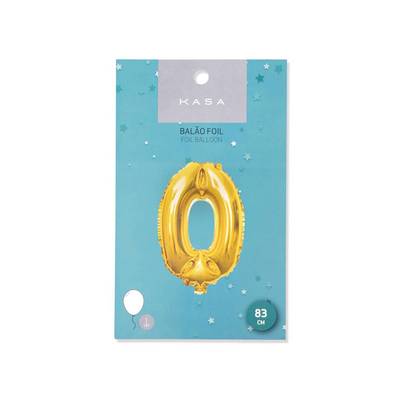 Balão Foil Nº0 83cm Dourado Kasa