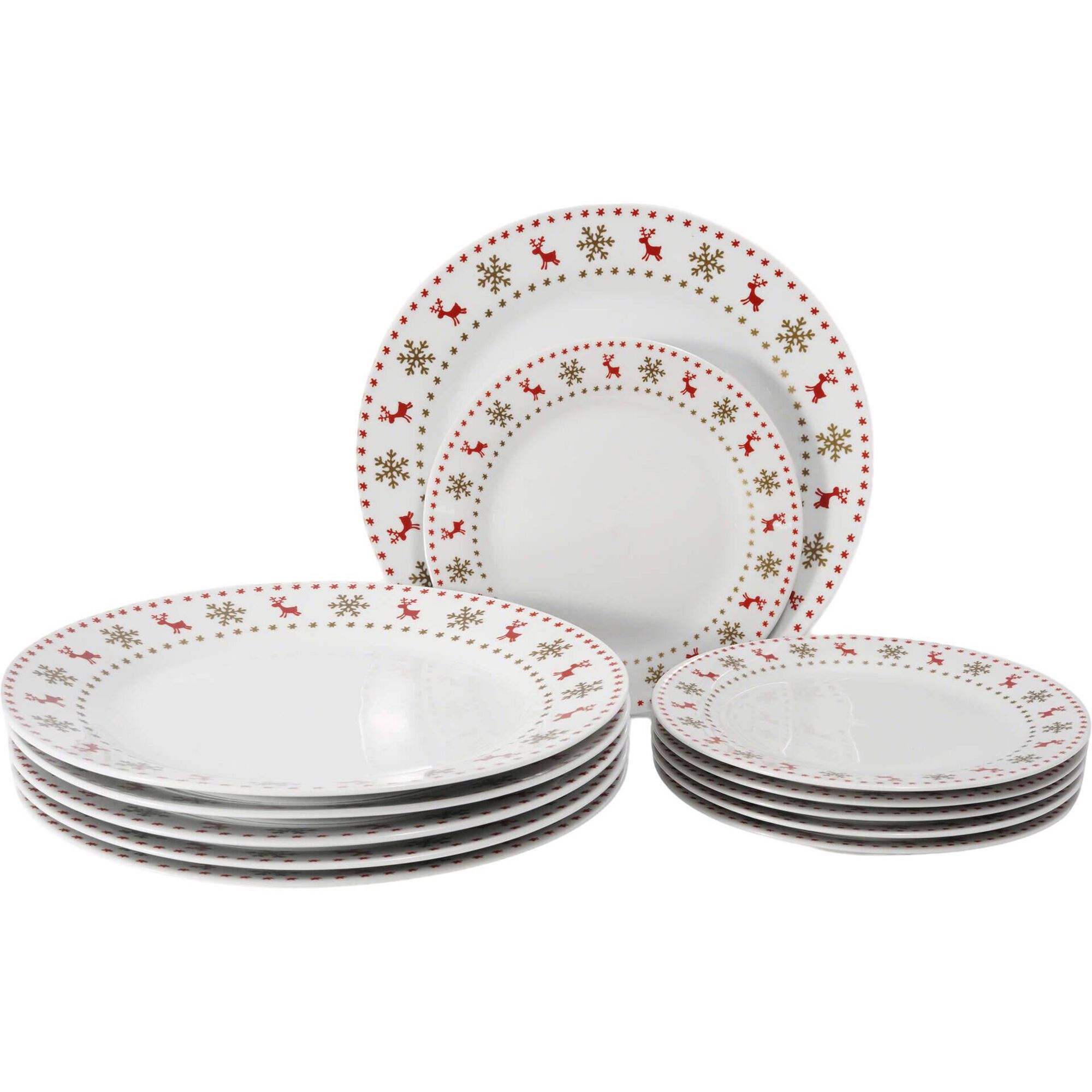 Serviço 12 Peças Rena Mica Dourado