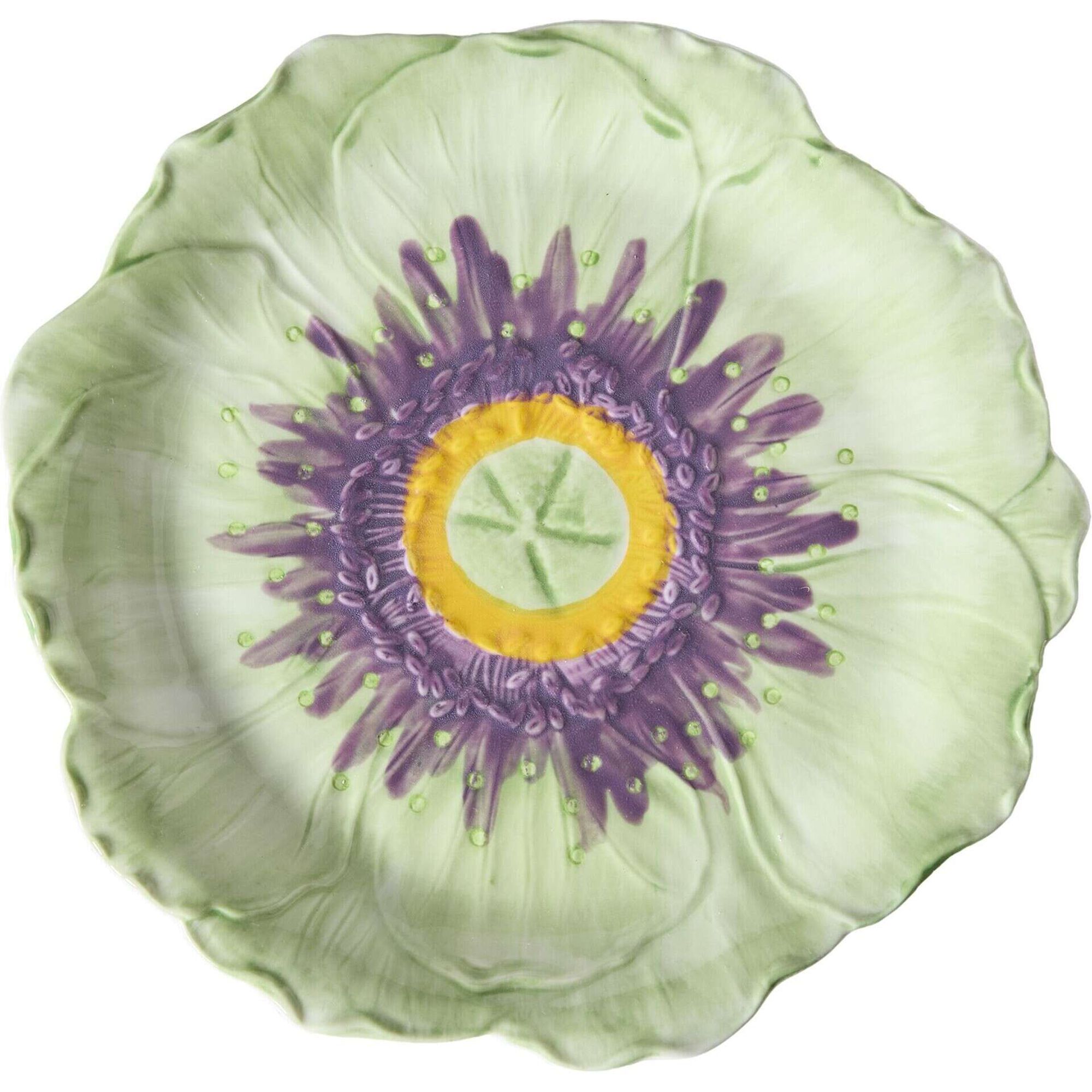 Prato 21cm Flor Verde com Centro Lil&aacute;s Kasa