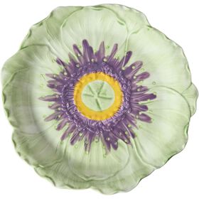 Prato 21cm Flor Verde com Centro Lil&aacute;s Kasa