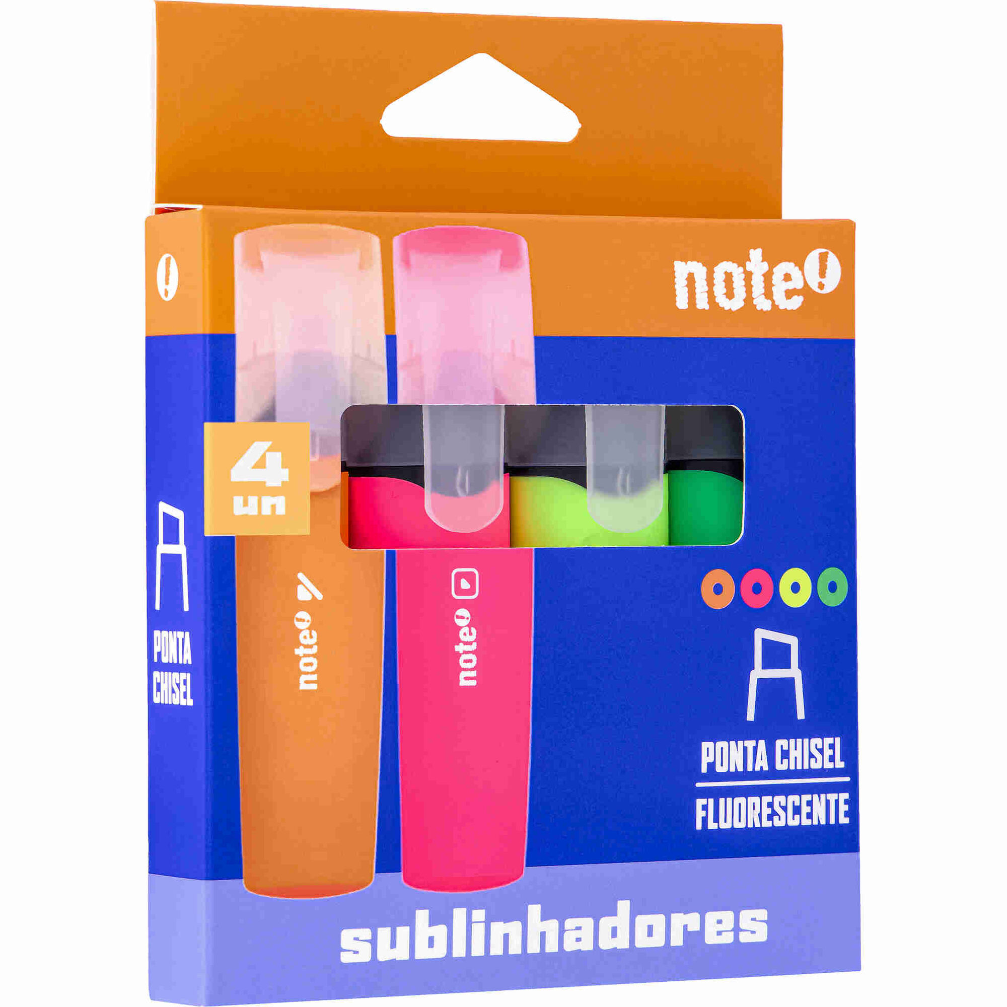 Conjunto 4 Sublinhadores Fluorescentes Note!