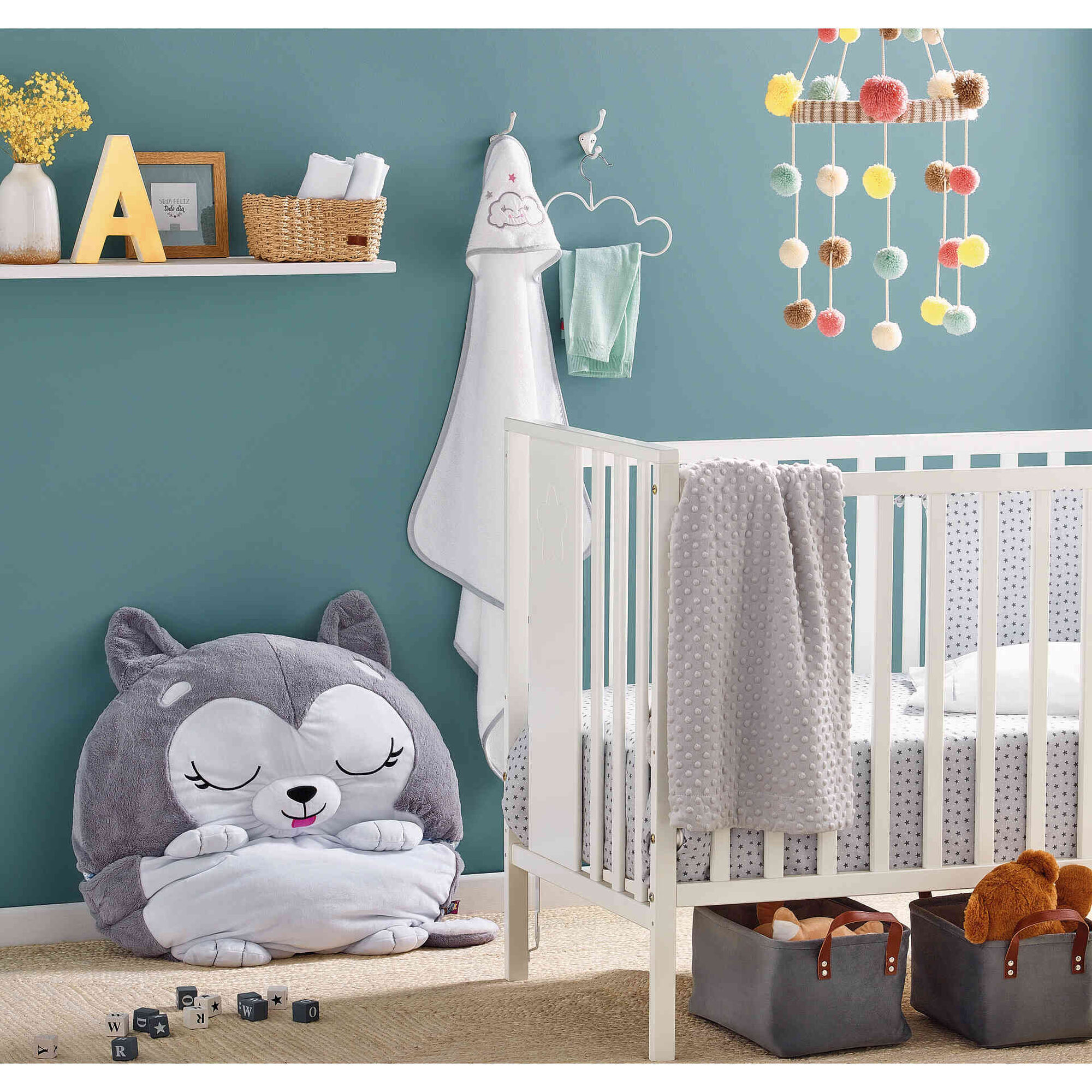 Manta Polar com Bolinhas 110x80cm Cinza