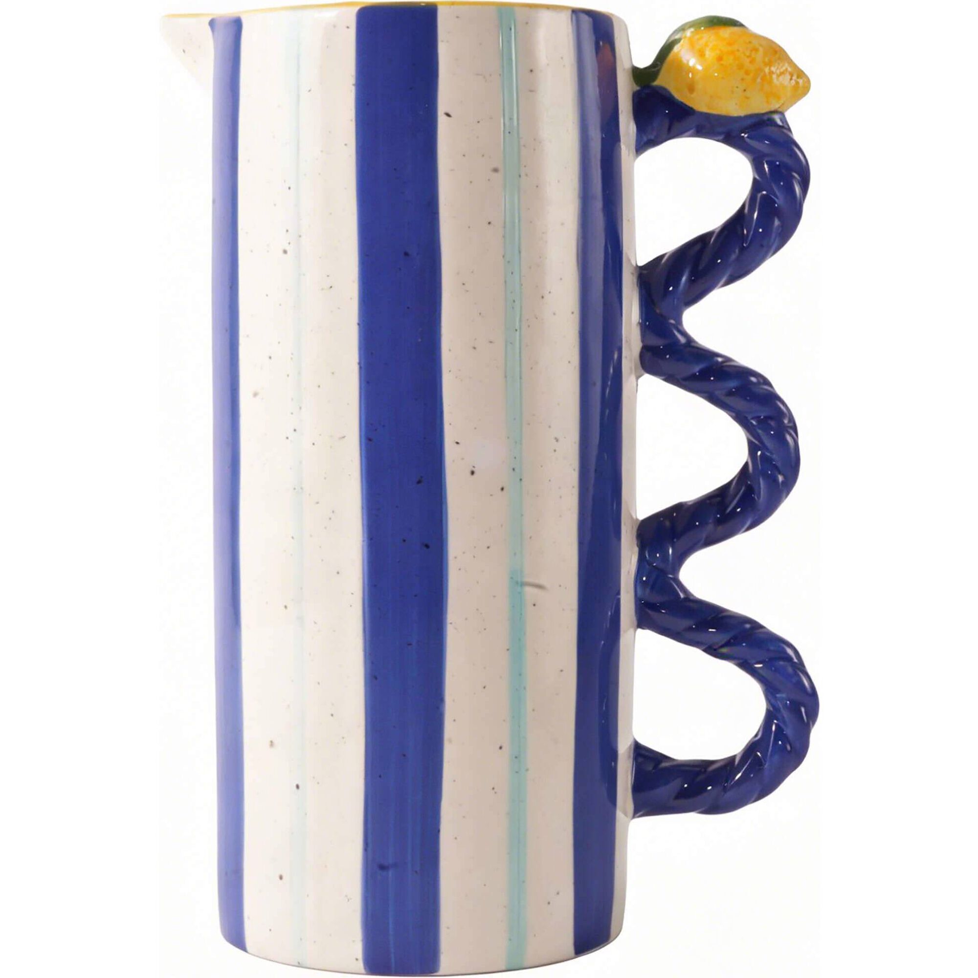 Jarra Riscas Azuis e Brancas Asa com Lim&atilde;o